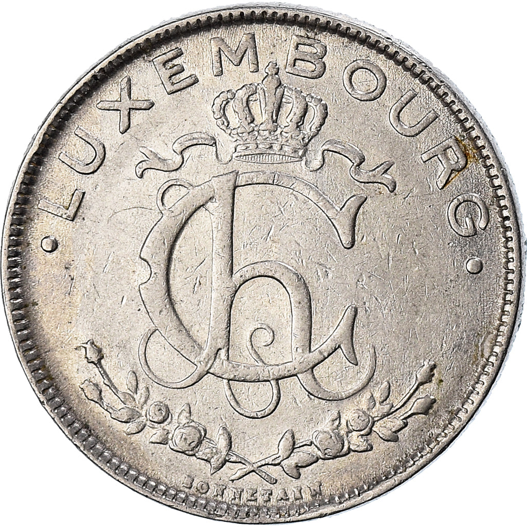 Coin, Luxembourg, Charlotte, 2 Francs, 1924, EF(40-45), Nickel, KM:36
