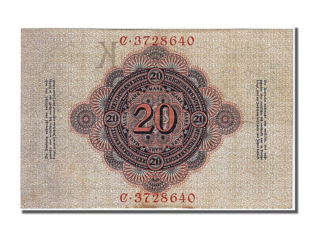 Banknot, Niemcy, 20 Mark, 1908, 1908-02-07, EF(40-45)
