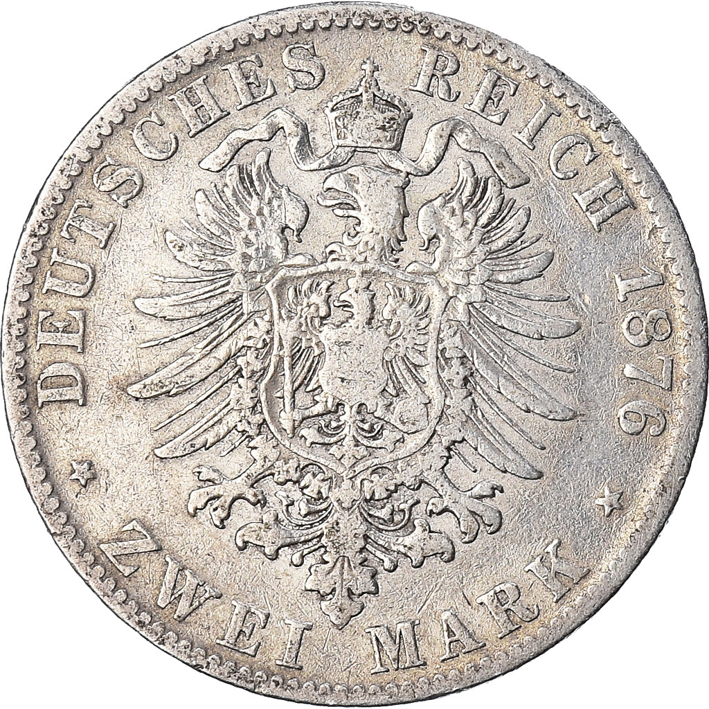 Coin, German States, BAVARIA, Ludwig II, 2 Mark, 1876, Munich, VF(30-35)