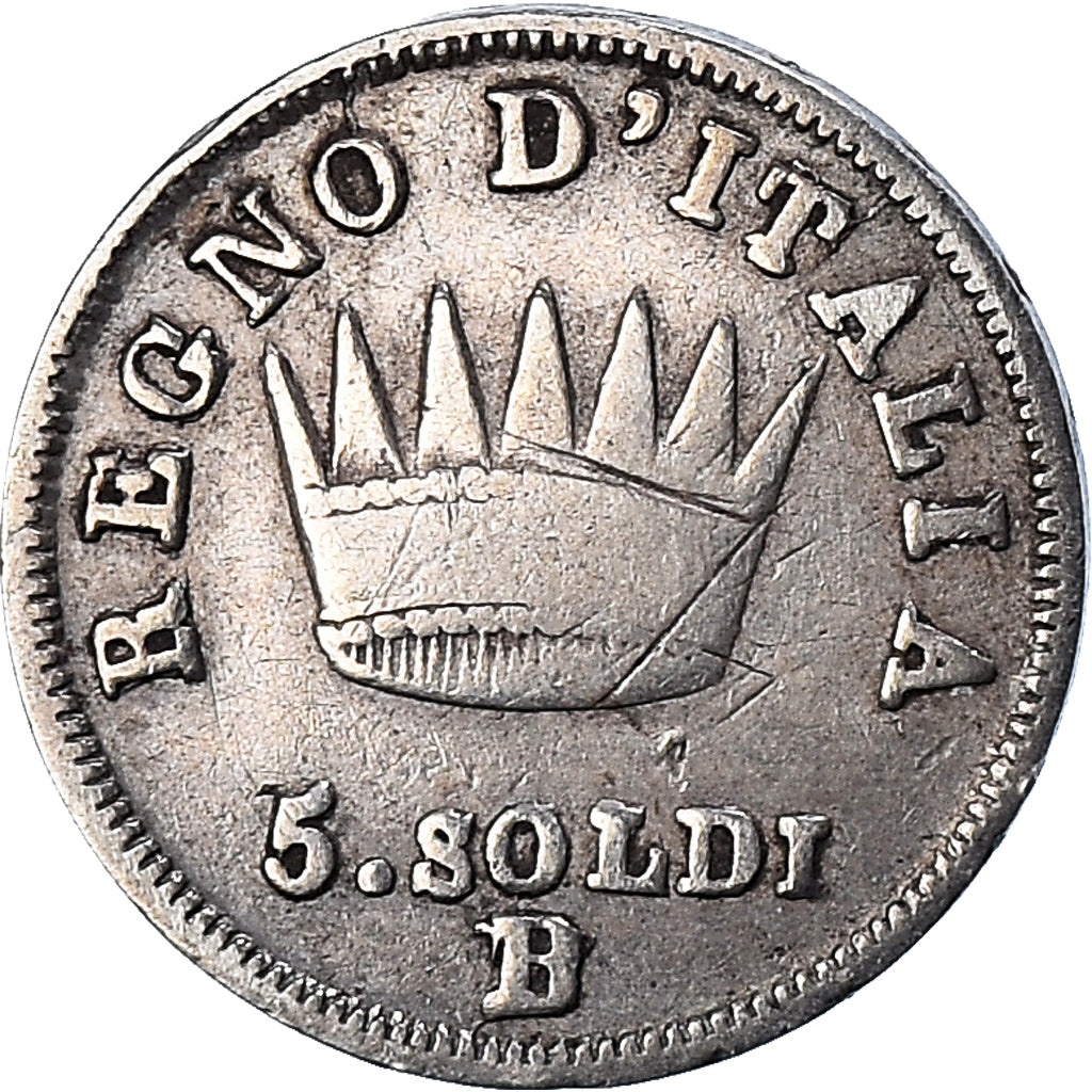 Moeda, ESTADOS ITALIANOS, KINGDOM OF NAPOLEON, Napoleon I, 5 Soldi, 1813