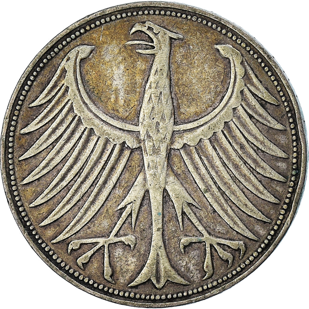 Coin, GERMANY - FEDERAL REPUBLIC, 5 Mark, 1951, Hambourg, VF(30-35), Silver