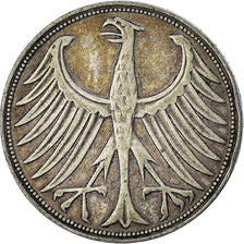 Coin, GERMANY - FEDERAL REPUBLIC, 5 Mark, 1951, Hambourg, VF(30-35), Silver