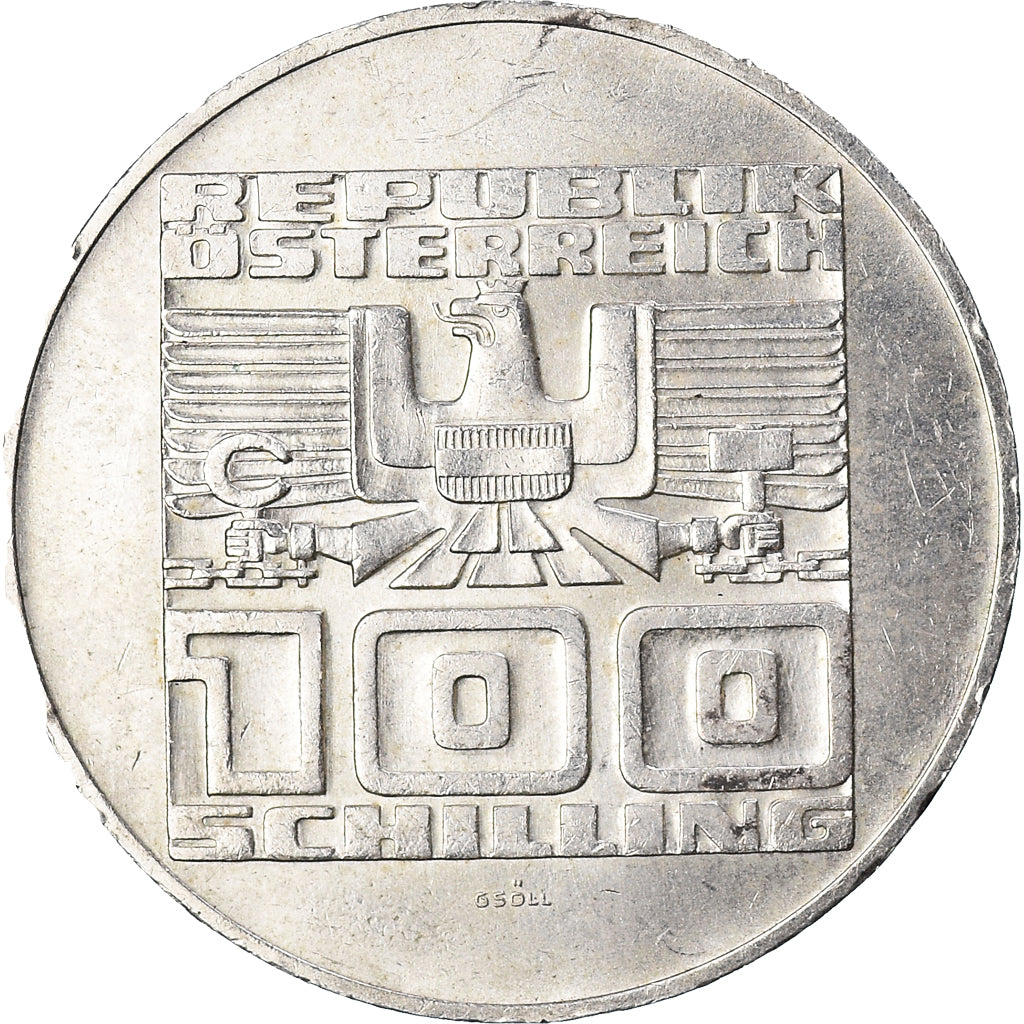 Münze, Österreich, 1100th Anniversary - Founding of Villach, 100 Schilling