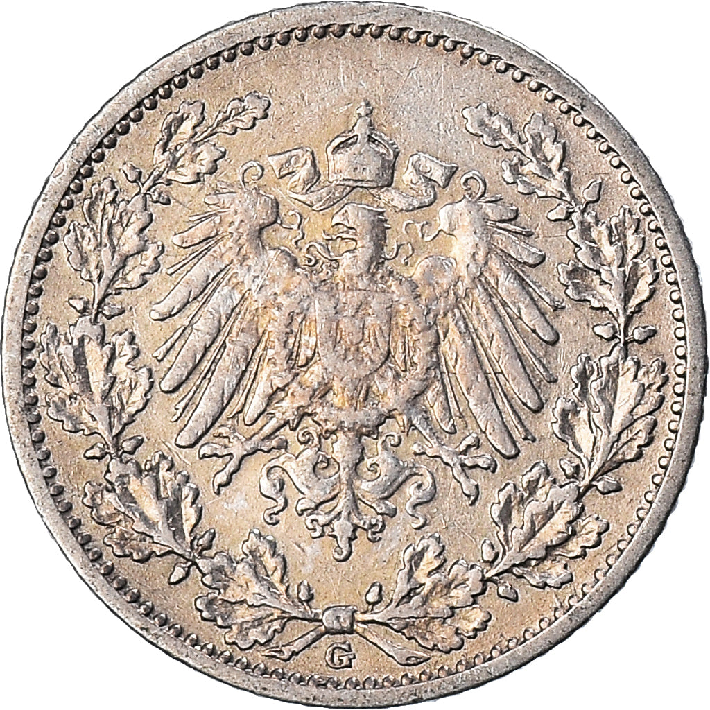 Coin, GERMANY - EMPIRE, 1/2 Mark, 1905, Karlsruhe, EF(40-45), Silver, KM:17