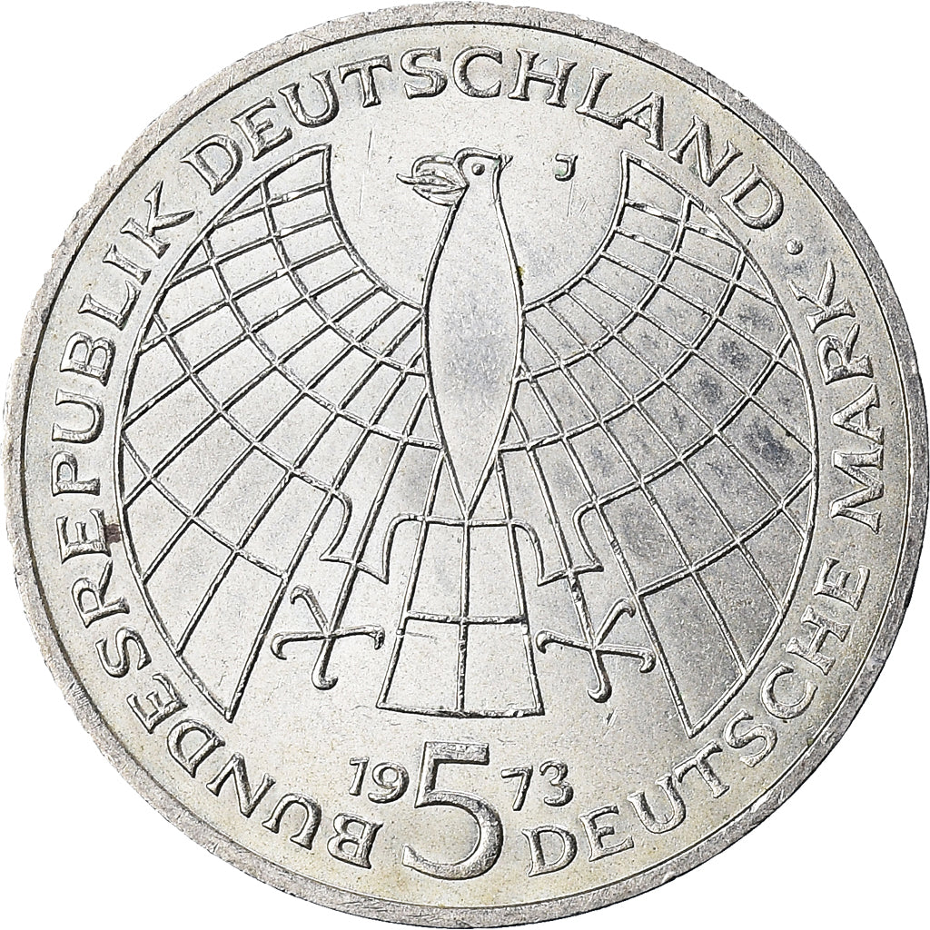 Monnaie, République fédérale allemande, 5 Mark, 1973, Hamburg, Germany, SUP