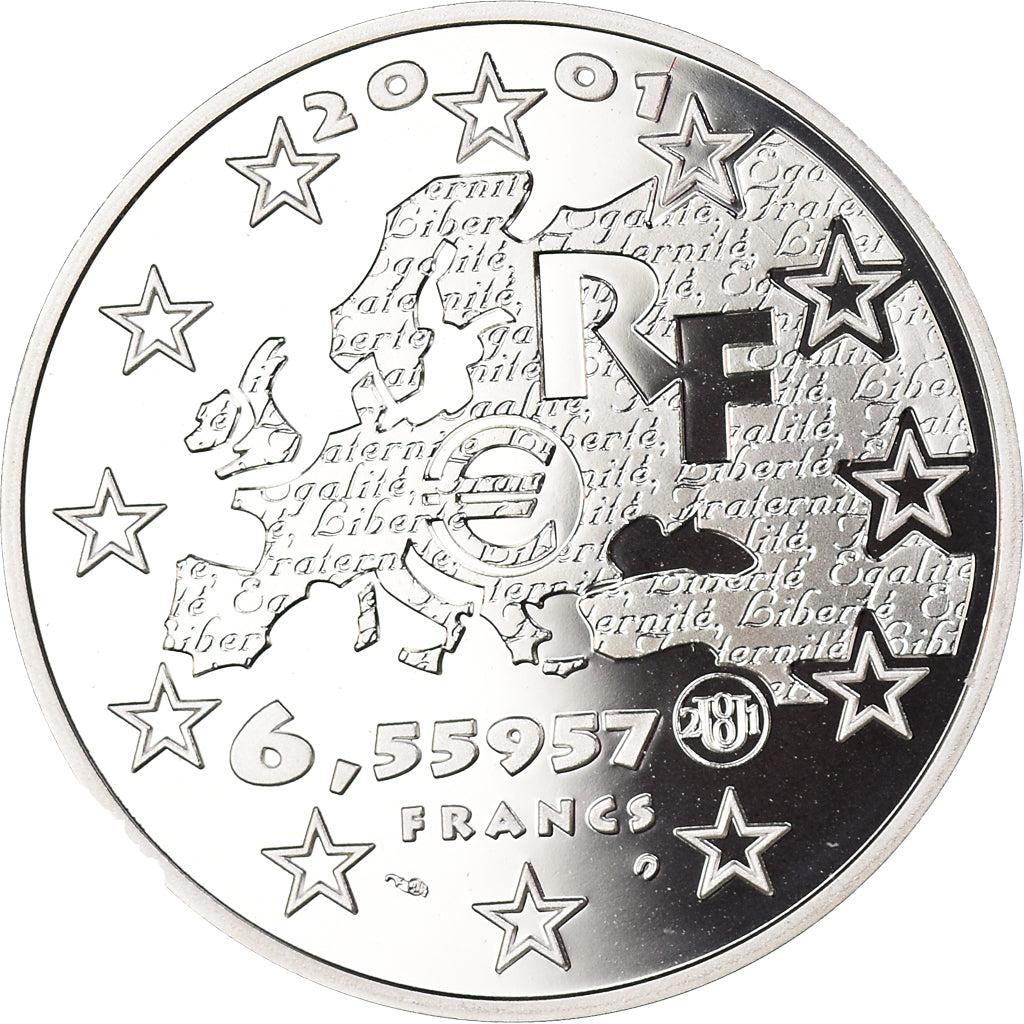 Coin, France, Egalité, 6.55957 Francs, 2001, Paris, Egalité.BE.colorized.