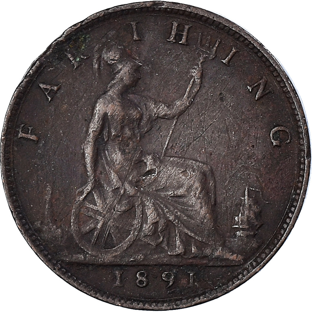 Münze, Großbritannien, Victoria, Farthing, 1891, SGE+, Bronze, KM:753