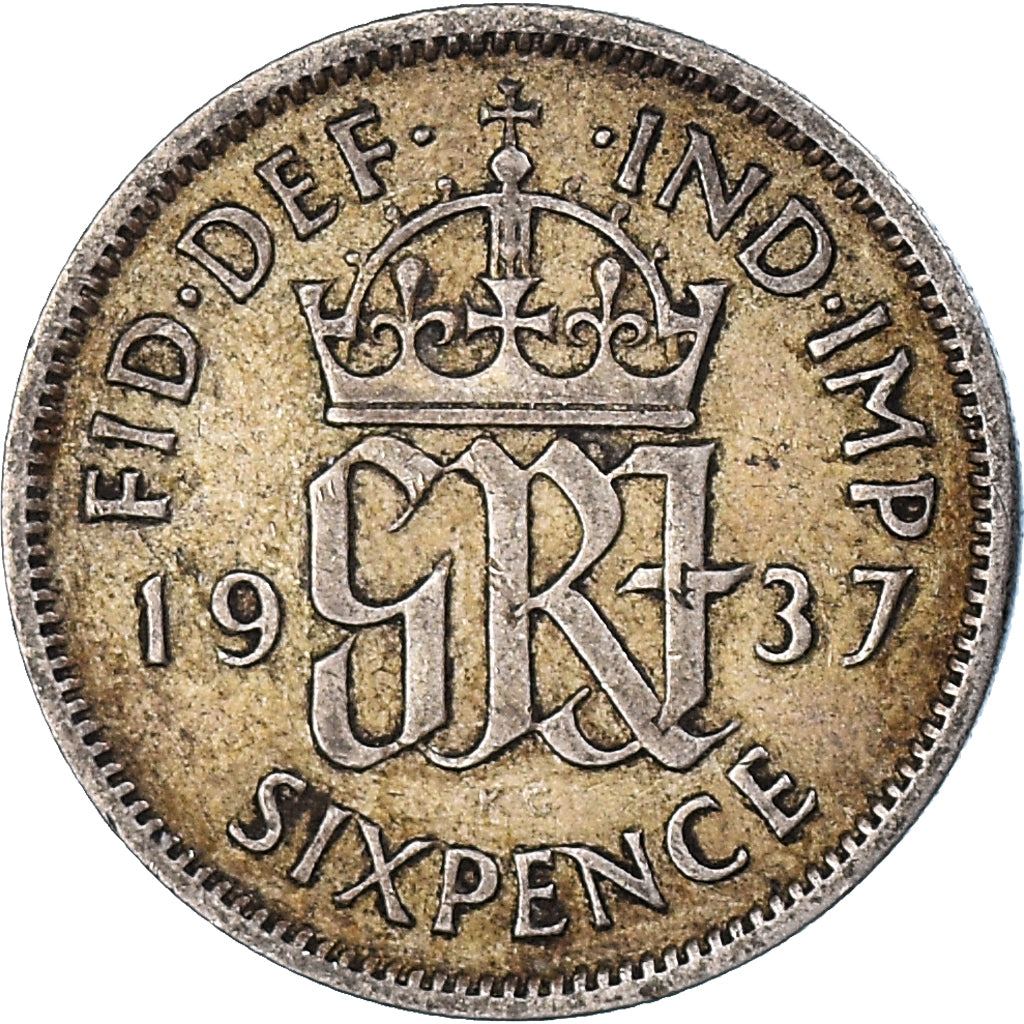 Coin, Great Britain, George VI, 6 Pence, 1937, VF(30-35), Silver, KM:852