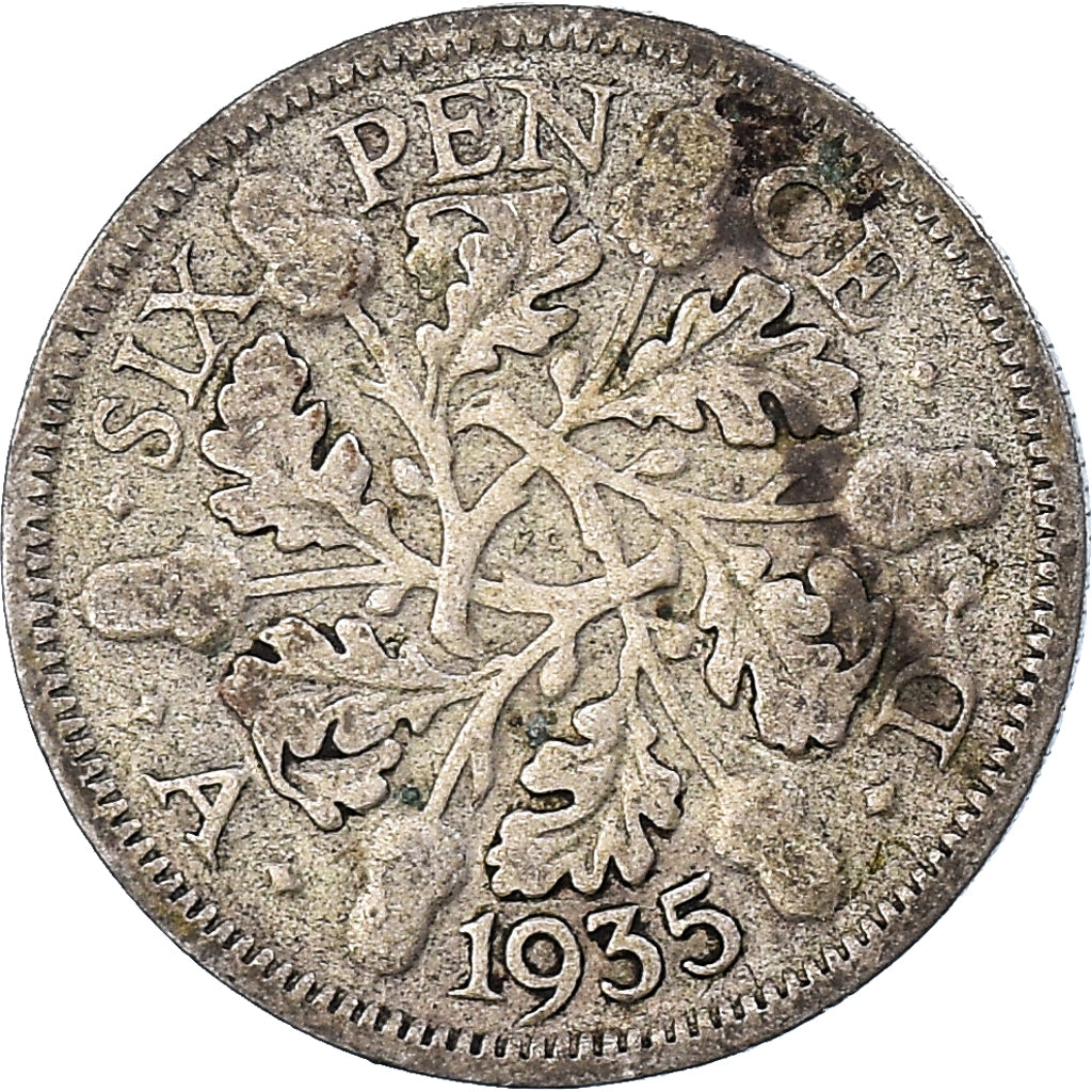 Coin, Great Britain, George V, 6 Pence, 1935, VF(20-25), Silver, KM:832