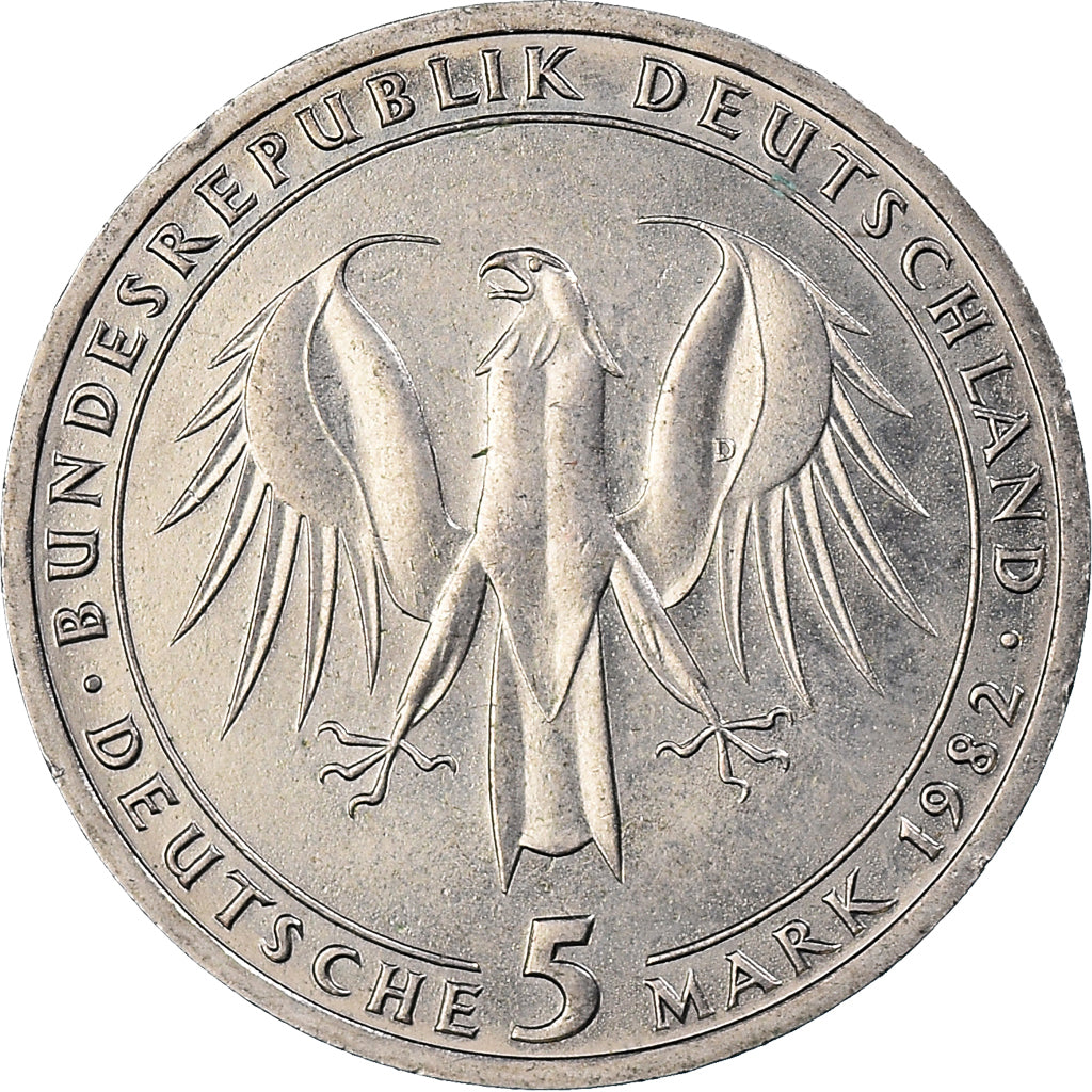 Moeda, ALEMANHA - REPÚBLICA FEDERAL, 5 Mark, 1982, Munich, Germany, EF(40-45)