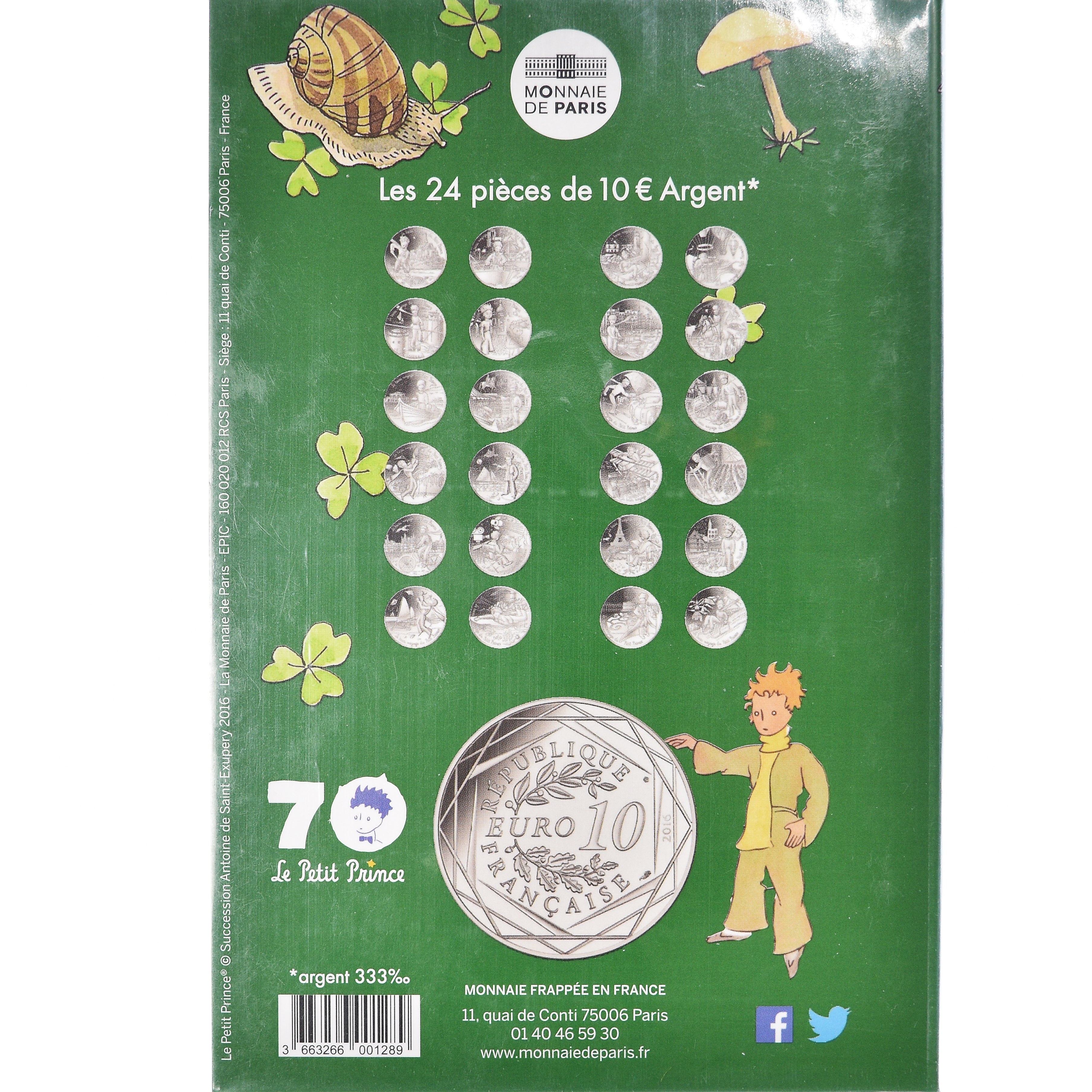 Francia, Monnaie de Paris, 10 Euro, Le Petit Prince (en Bourgogne), 2016, FDC