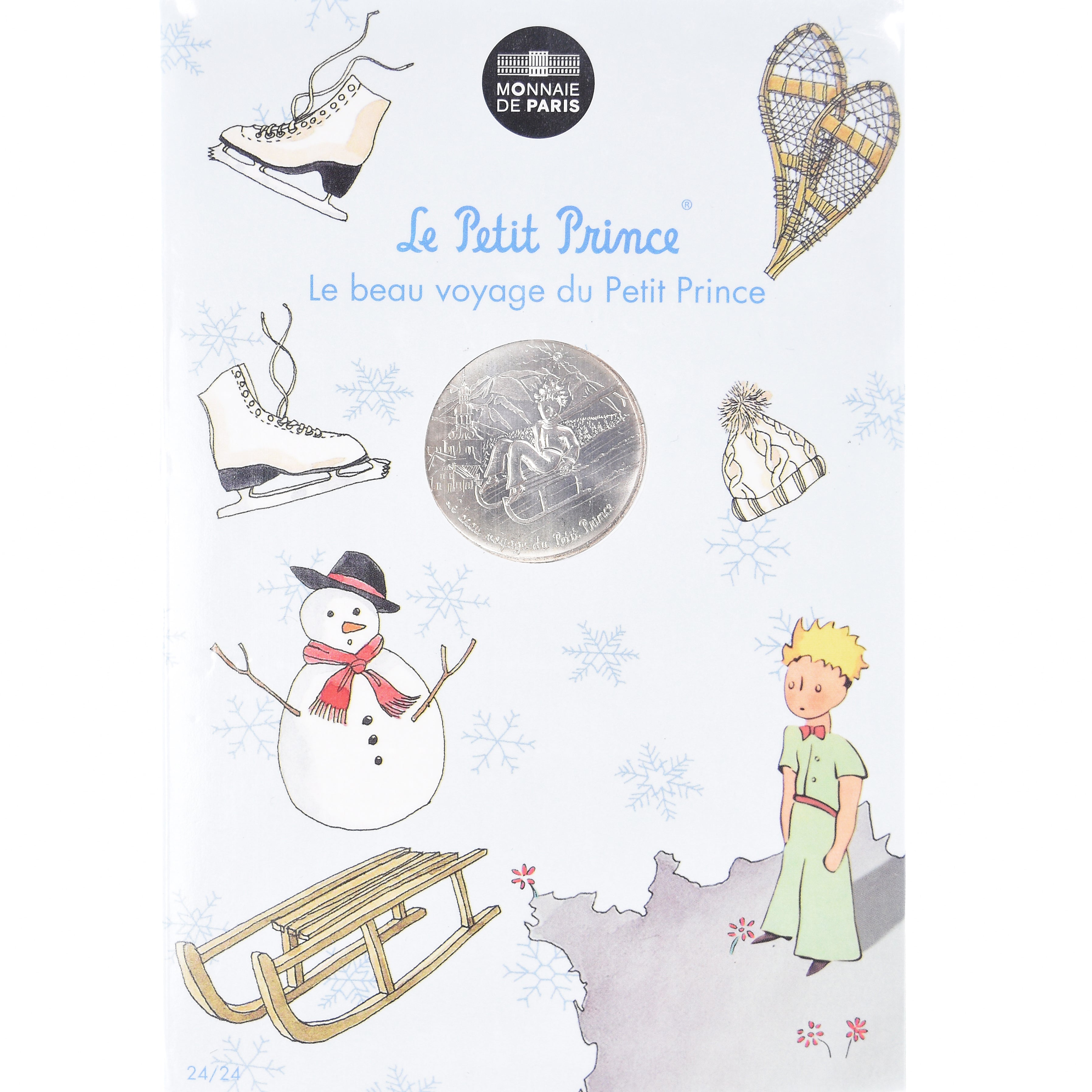 France, Monnaie de Paris, 10 Euro, Le Petit Prince (fait de la luge), 2016