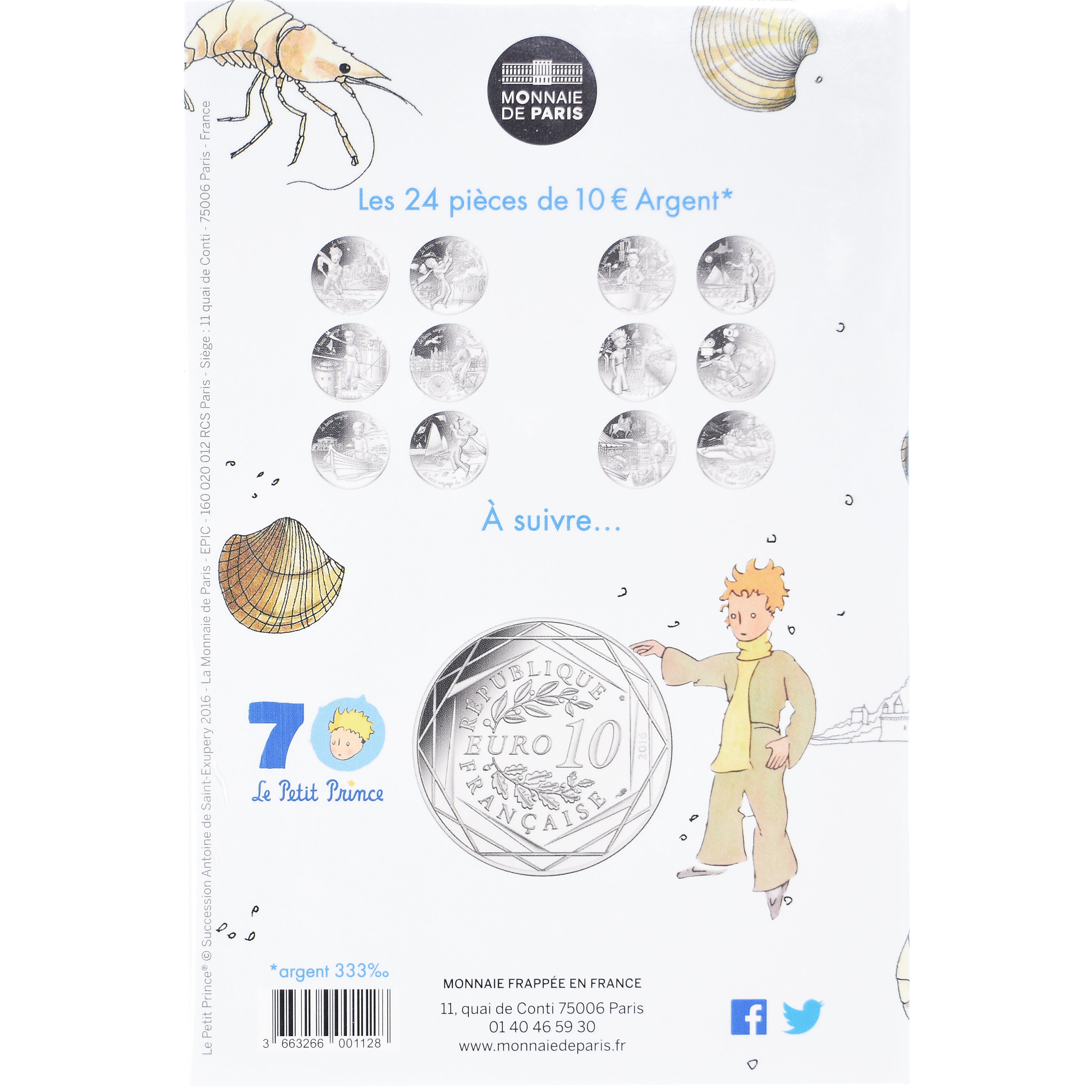 France, Monnaie de Paris, 10 Euro, Le Petit Prince (Mont Saint-Michel), 2016