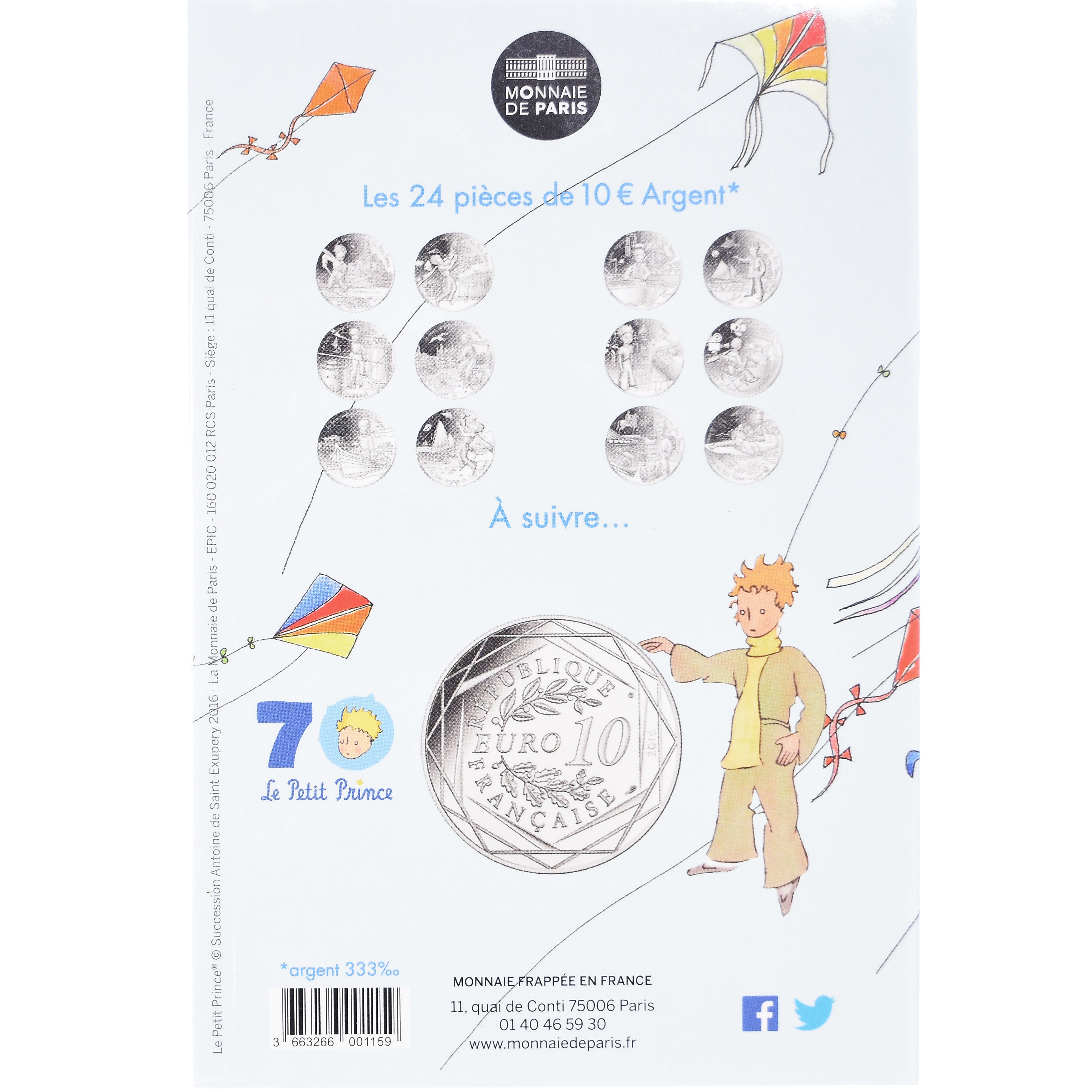 France, Monnaie de Paris, 10 Euro, Le Petit Prince (Plages du Nord), 2016