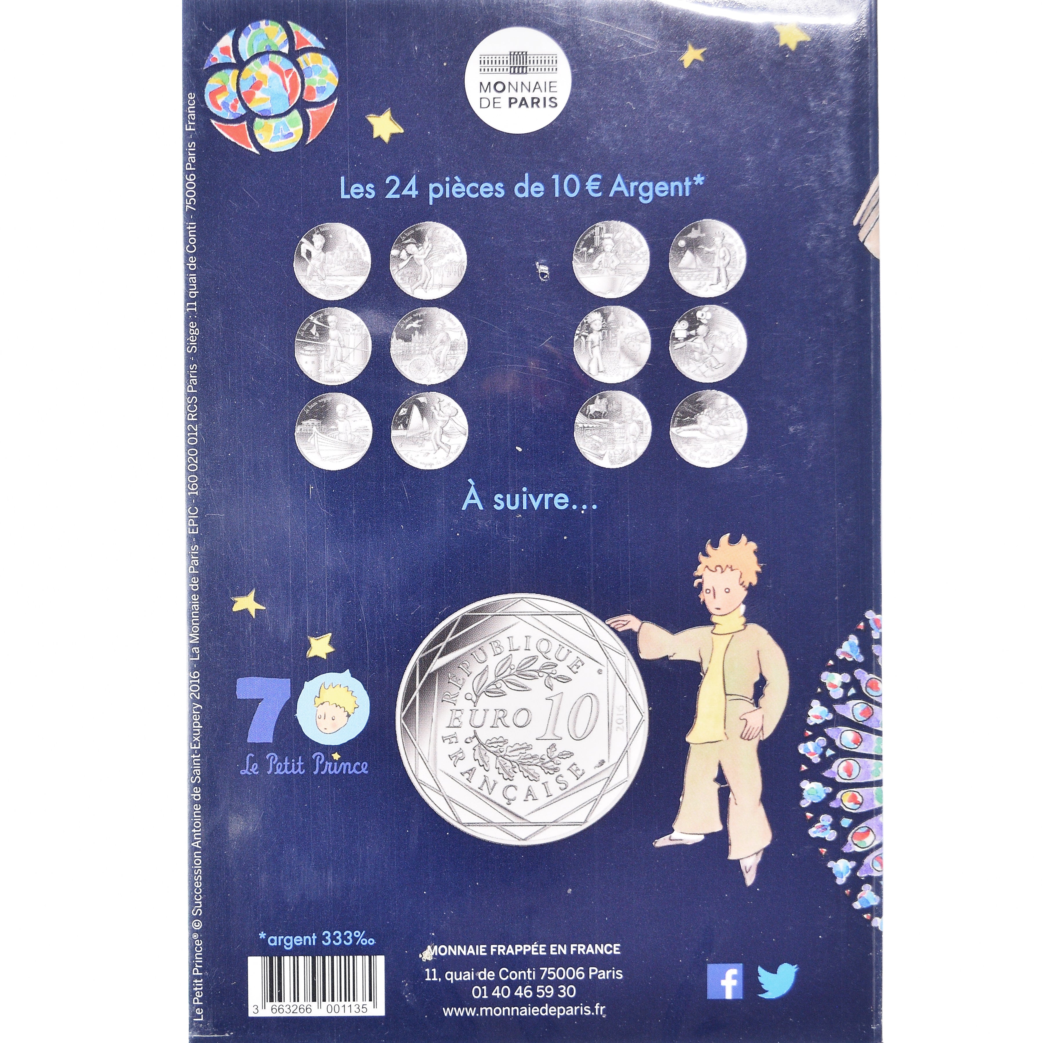 Francia, Monnaie de Paris, 10 Euro, Le Petit Prince (Notre-Dame de Paris), 2016