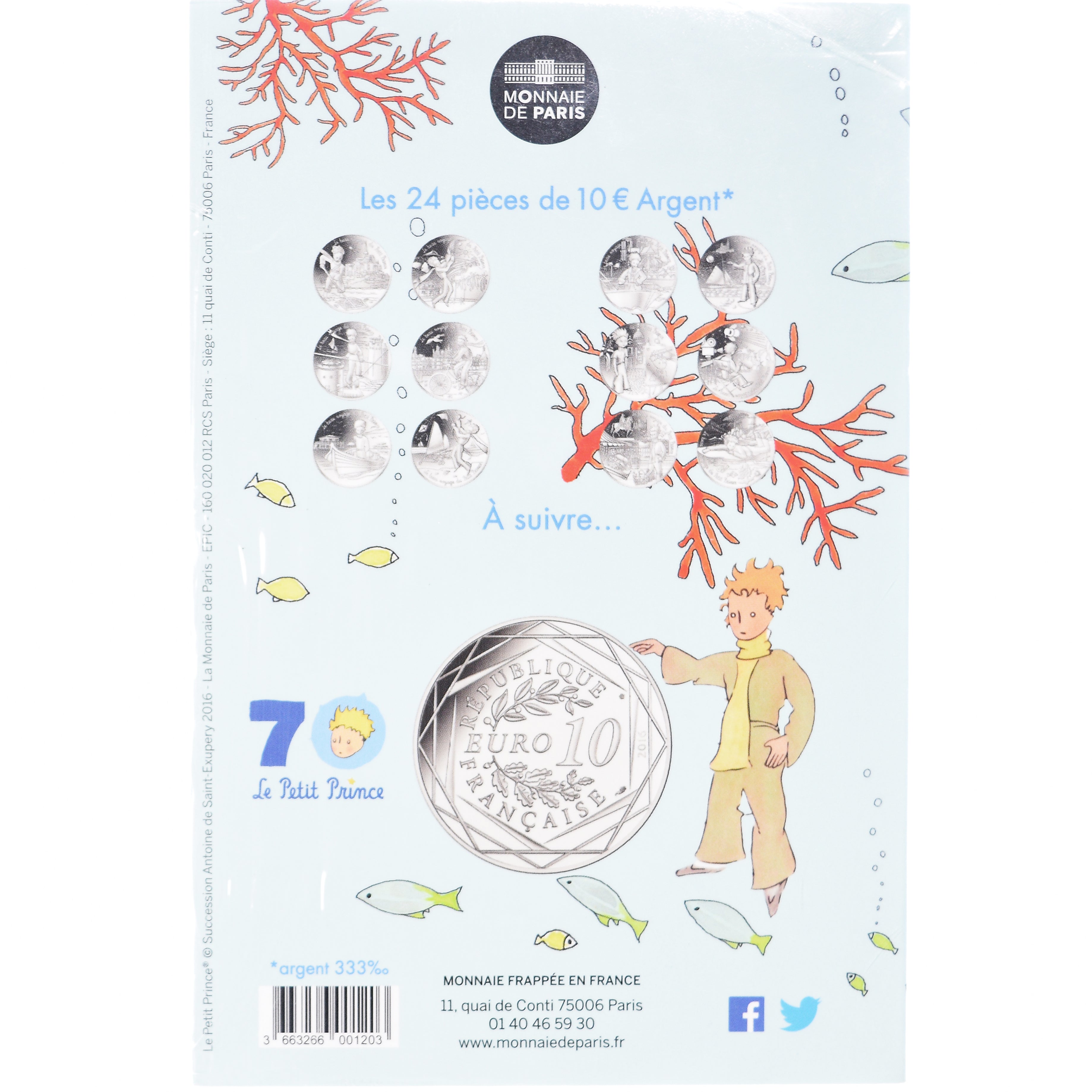 Frankrijk, Parijse munten, 10 Euro, Le Petit Prince (à la mer), 2016, Paris