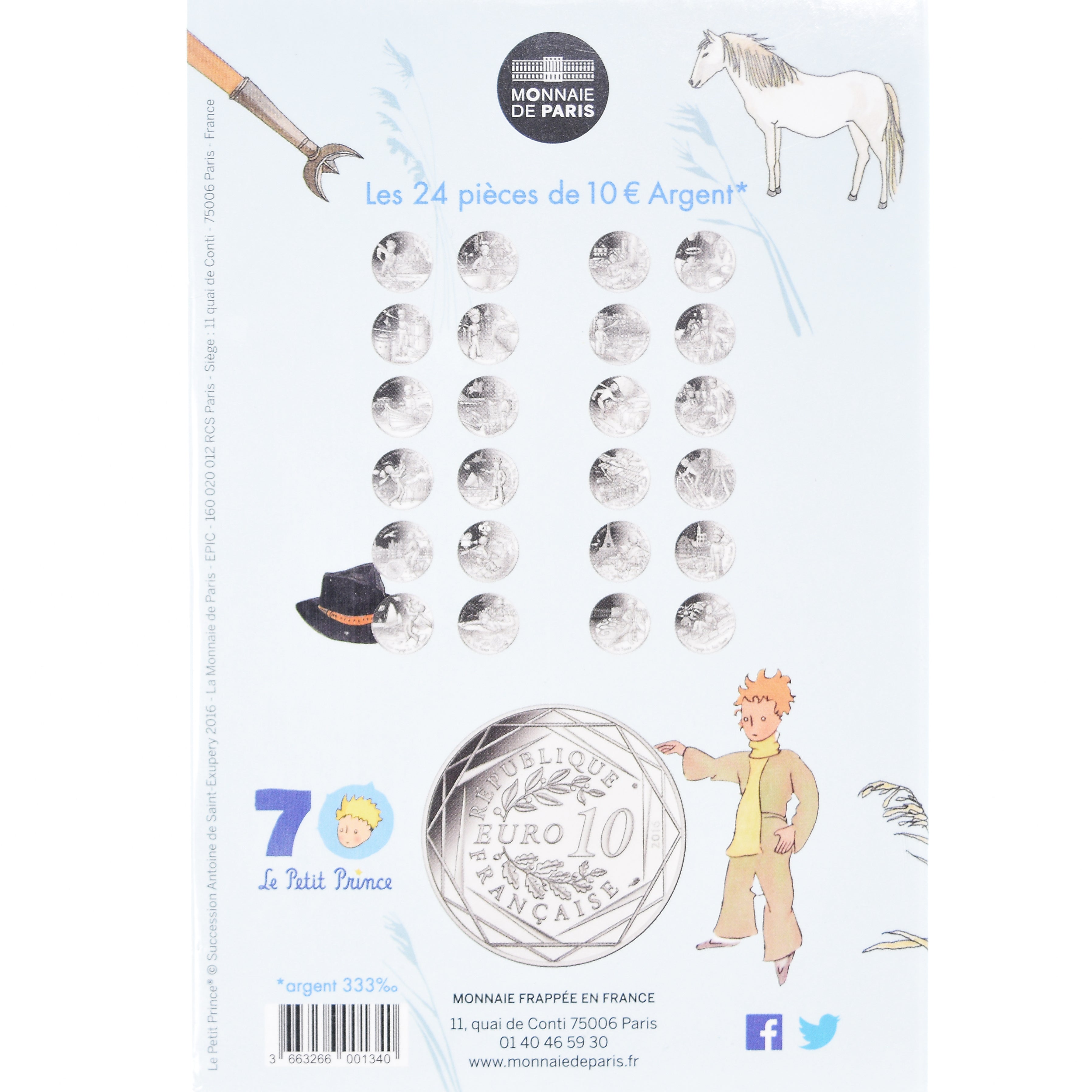 France, Monnaie de Paris, 10 Euro, Le Petit Prince à cheval, 2016, MS(65-70)