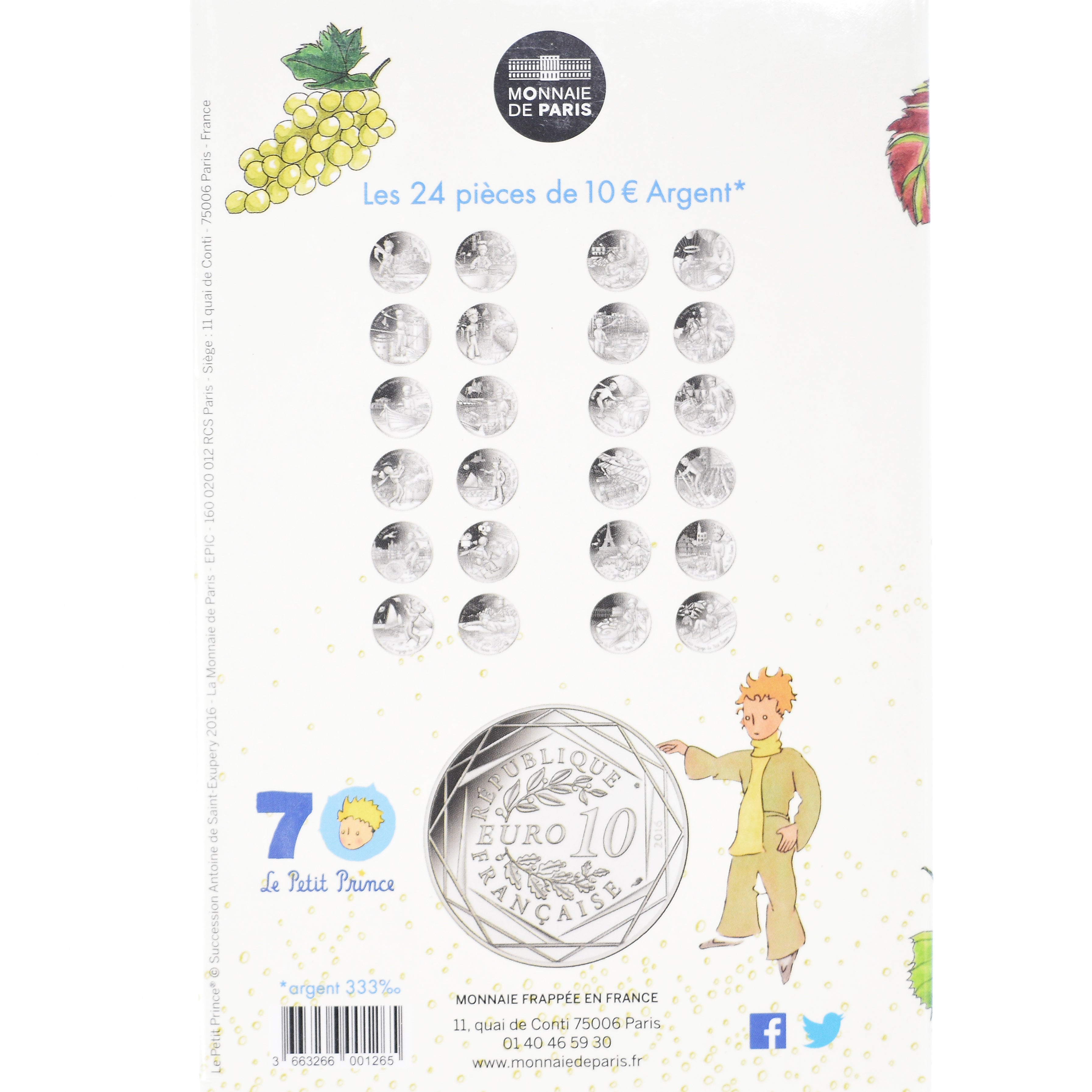 Francia, Monnaie de Paris, 10 Euro, Le Petit Prince fait les vendanges, 2016