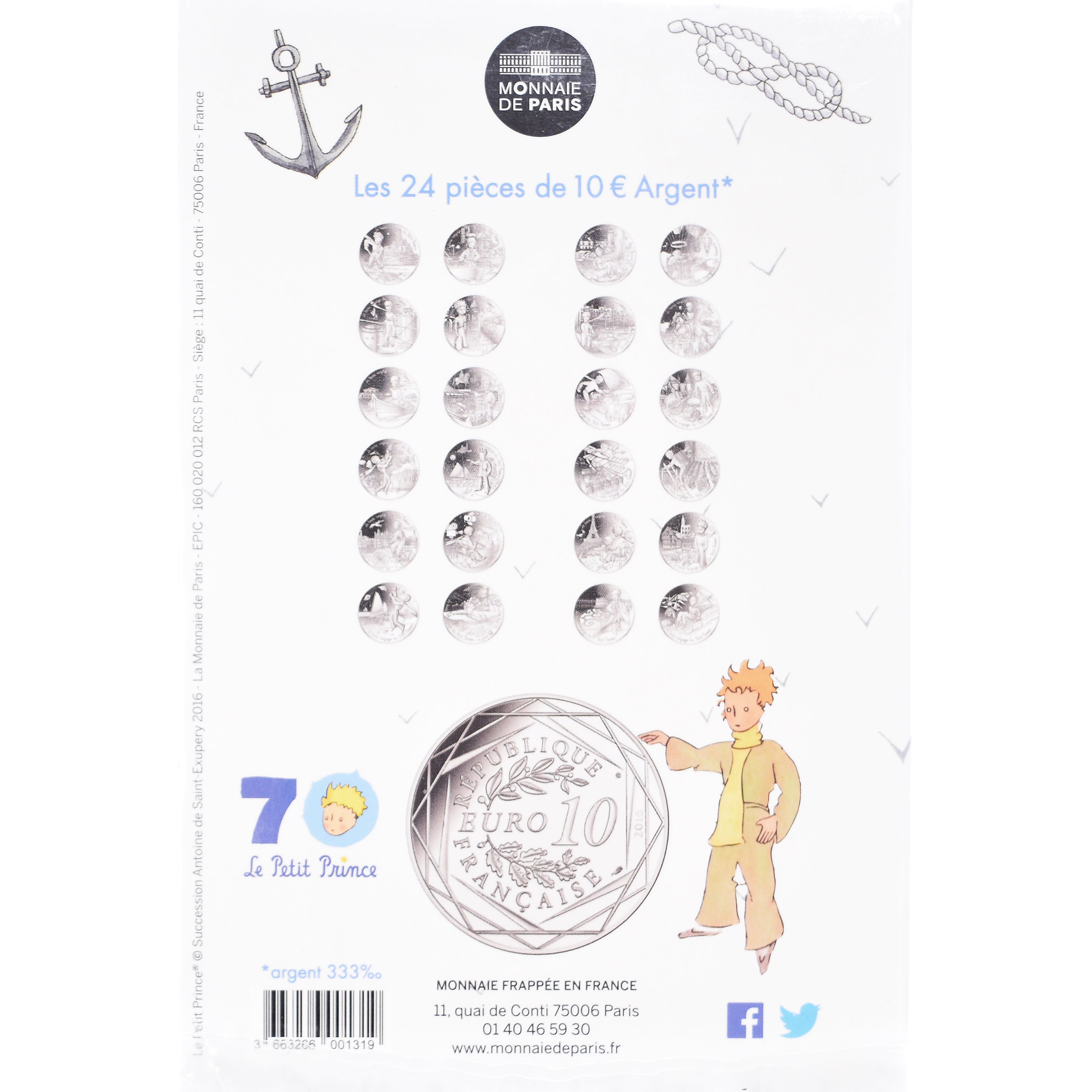 France, Monnaie de Paris, 10 Euro, Le Petit Prince (fait de la voile), 2016