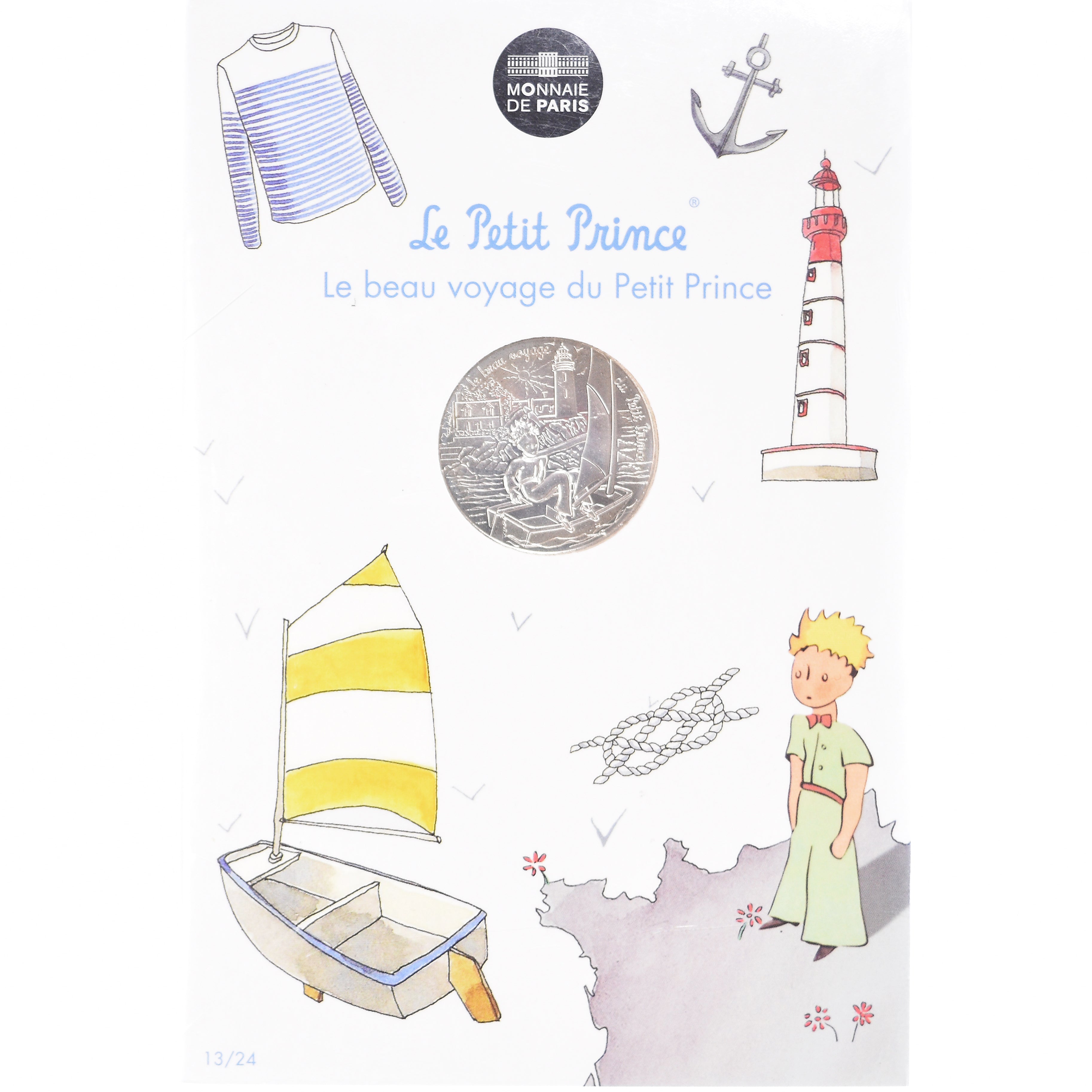France, Monnaie de Paris, 10 Euro, Le Petit Prince (fait de la voile), 2016