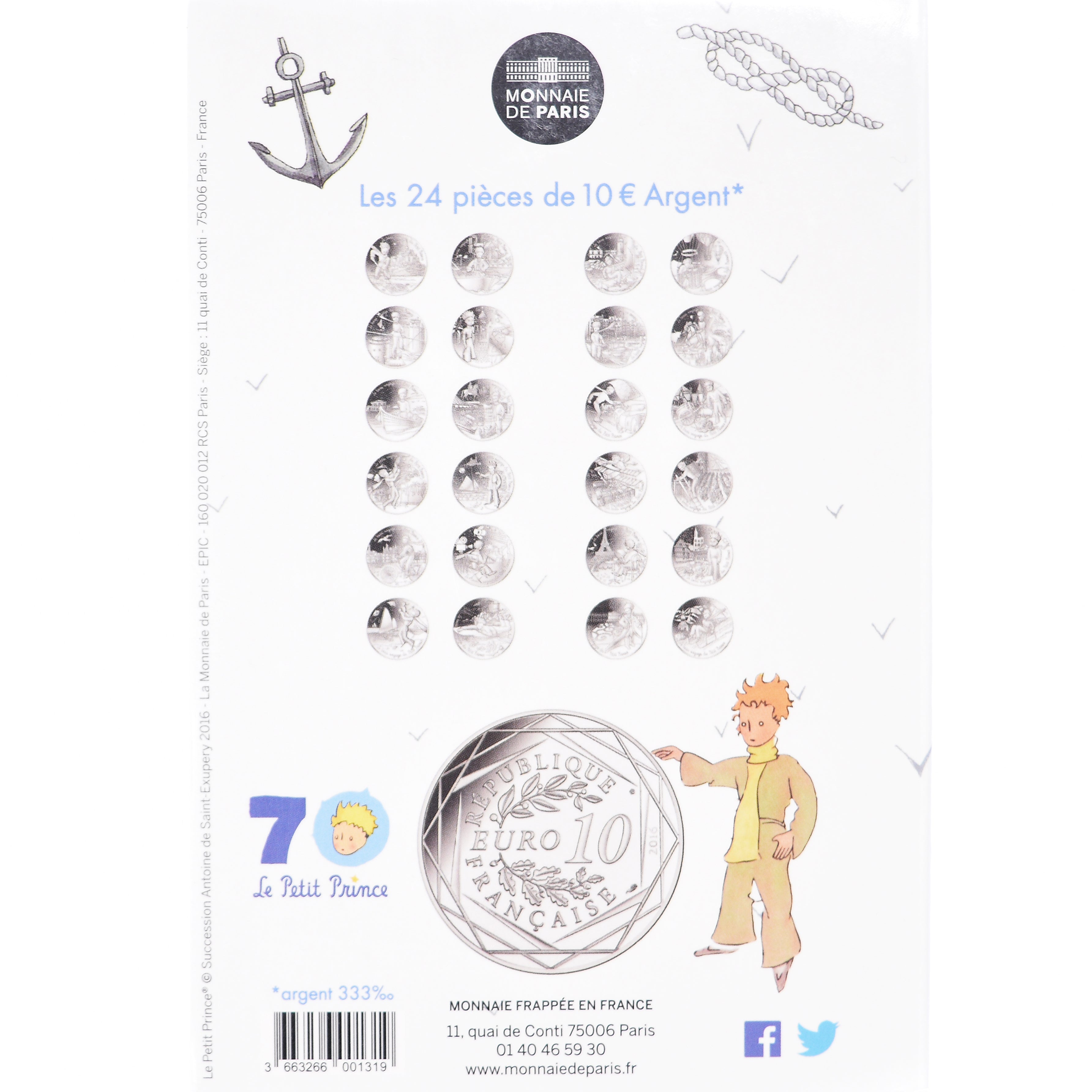 France, Monnaie de Paris, 10 Euro, Le Petit Prince (fait de la voile), 2016