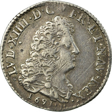 Monnaie, France, Louis XIV, 1/12 Écu aux 8 L, portrait spécifique à Lille
