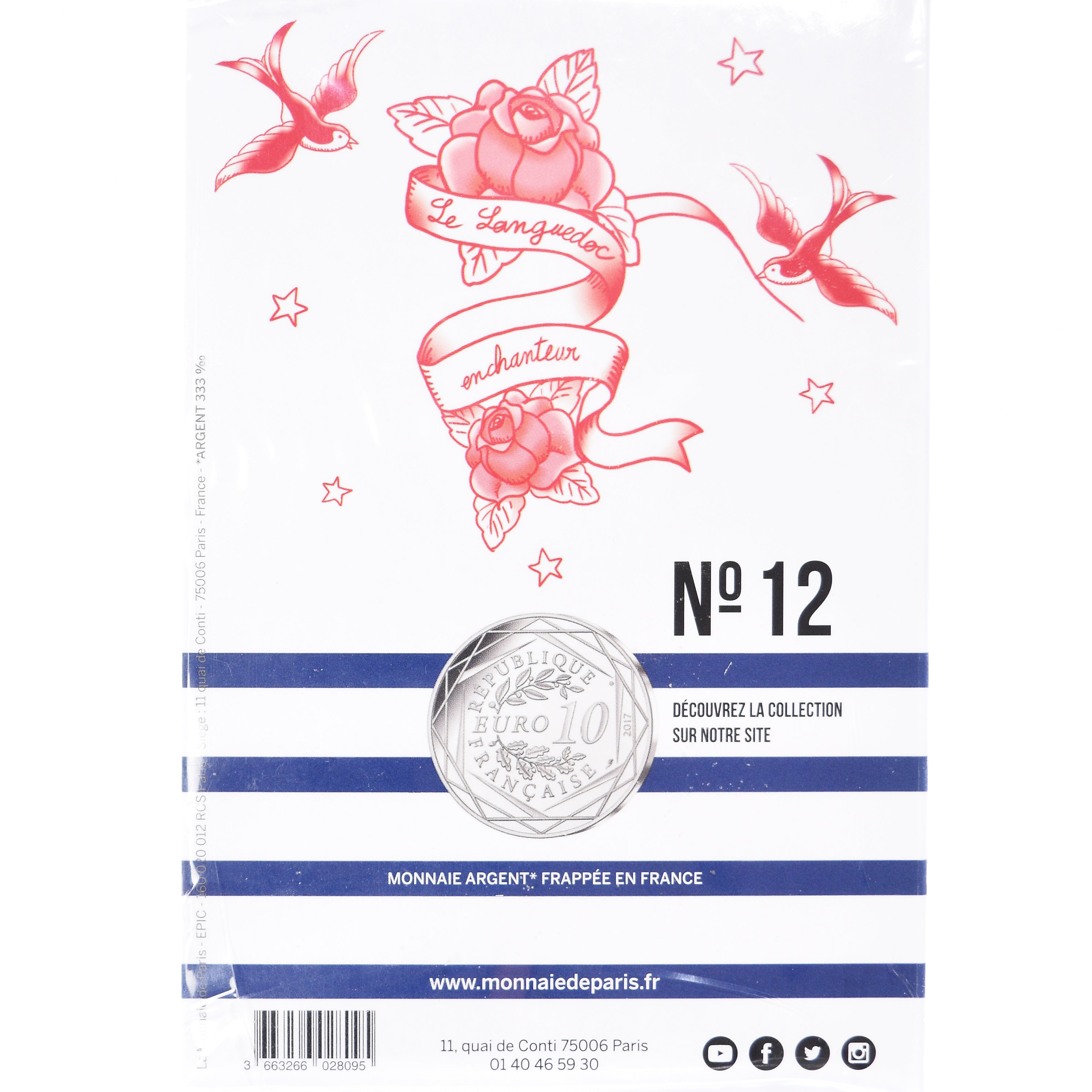 France, 10 Euro, Jean Paul Gaultier, 2017, 12, MS(65-70), Silver