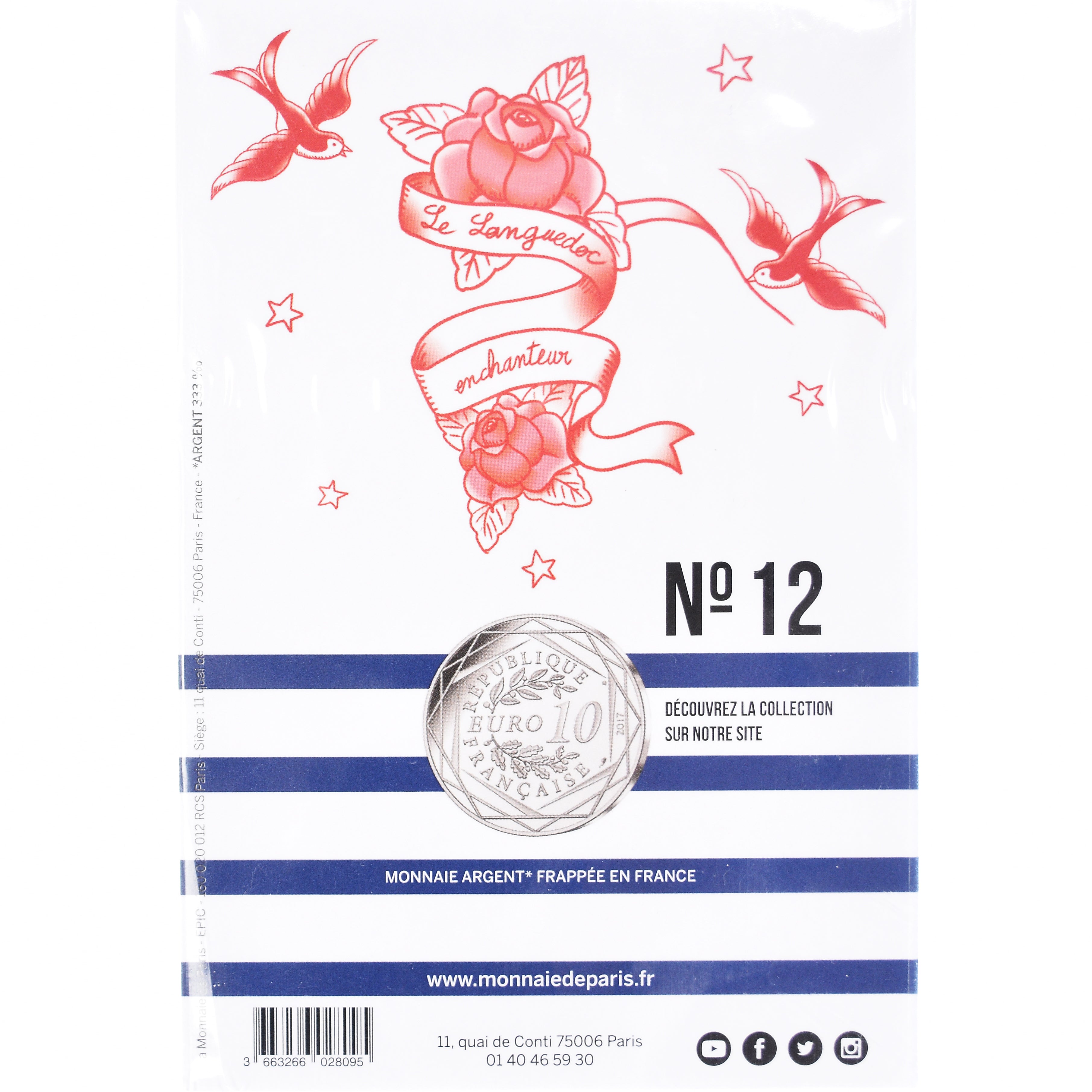 France, 10 Euro, Jean Paul Gaultier, 2017, 12, MS(65-70), Silver