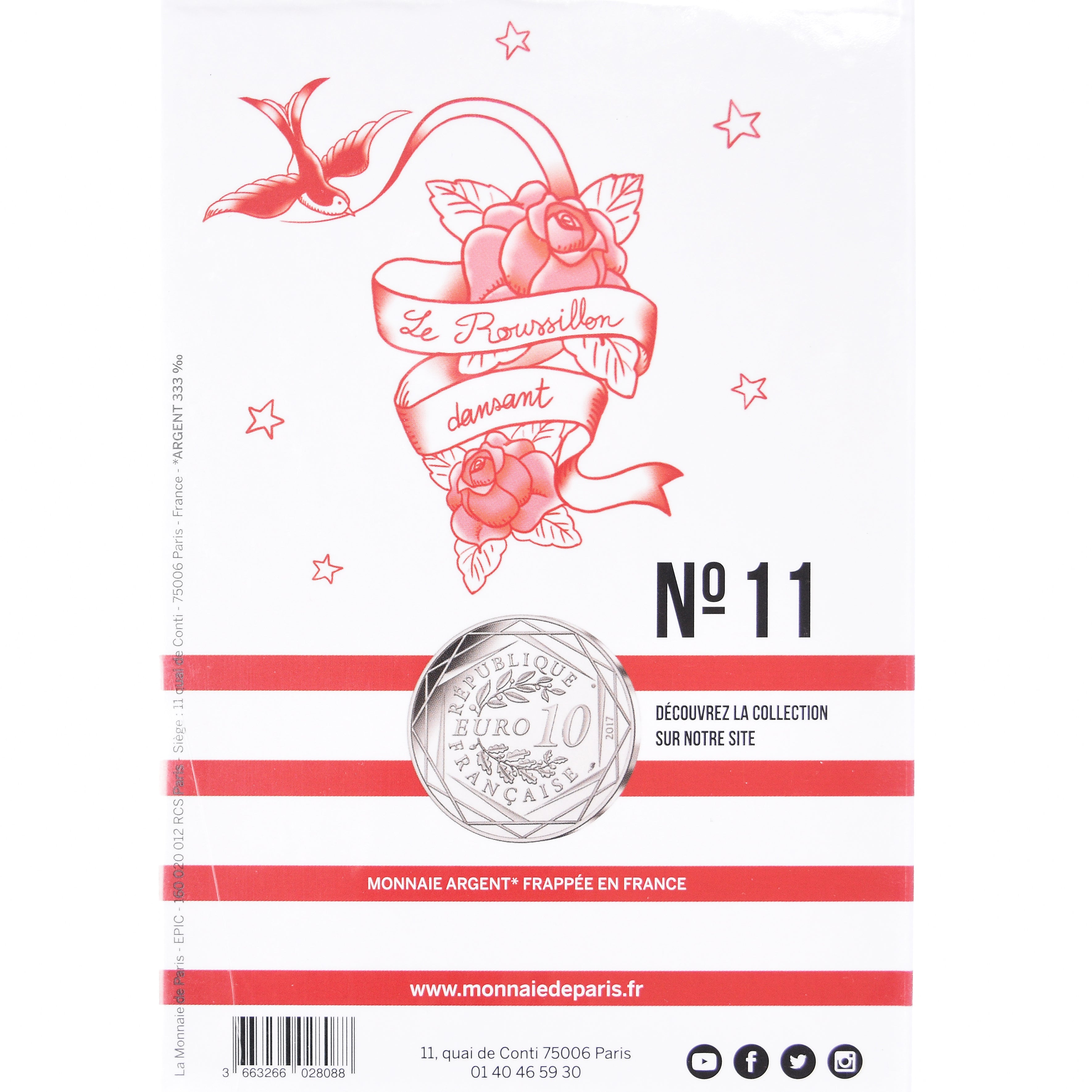 France, 10 Euro, Jean Paul Gaultier, 2017, 11, MS(65-70), Silver
