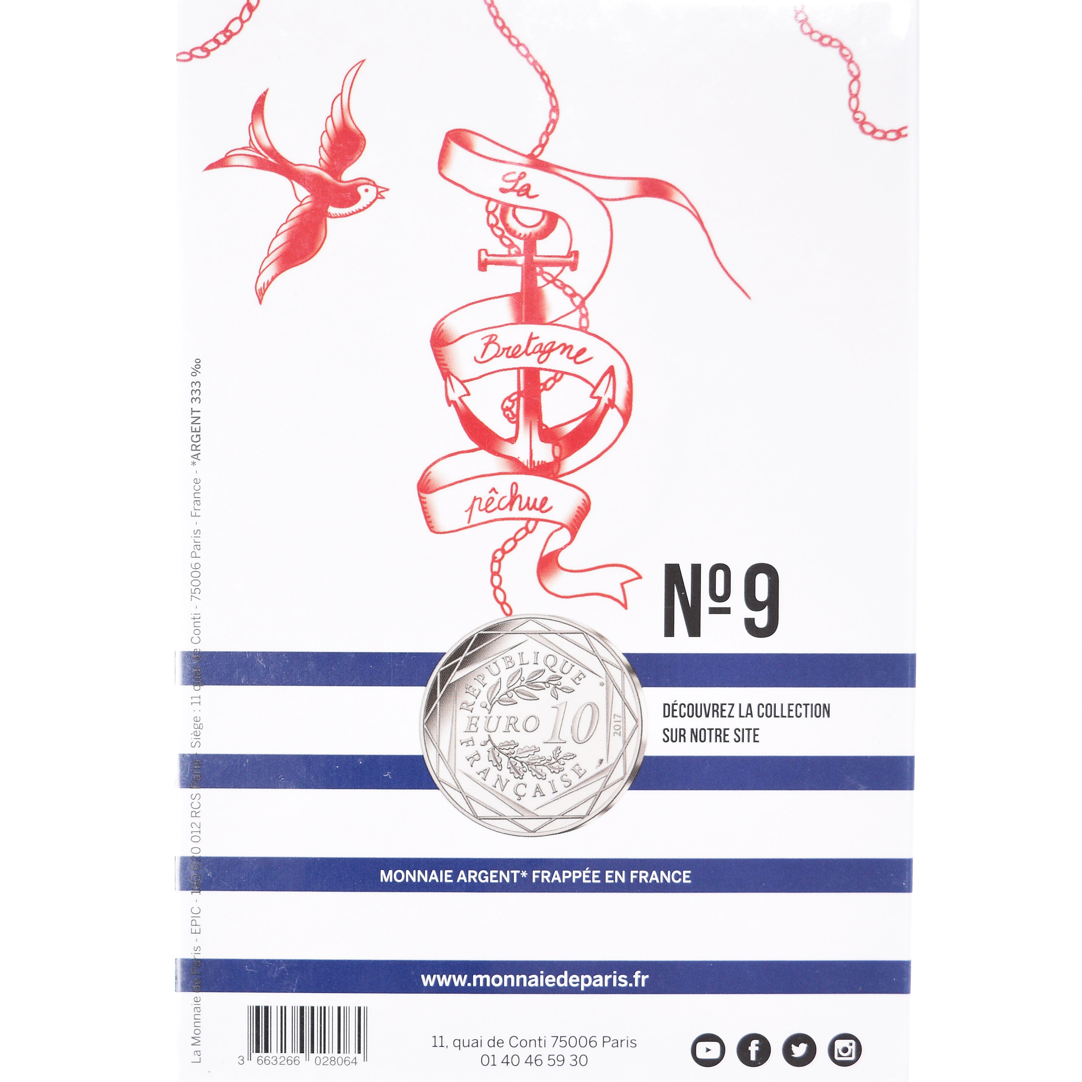 Frankrijk, 10 Euro, Jean Paul Gaultier, 2017, FDC, Zilver, Gadoury:EU892