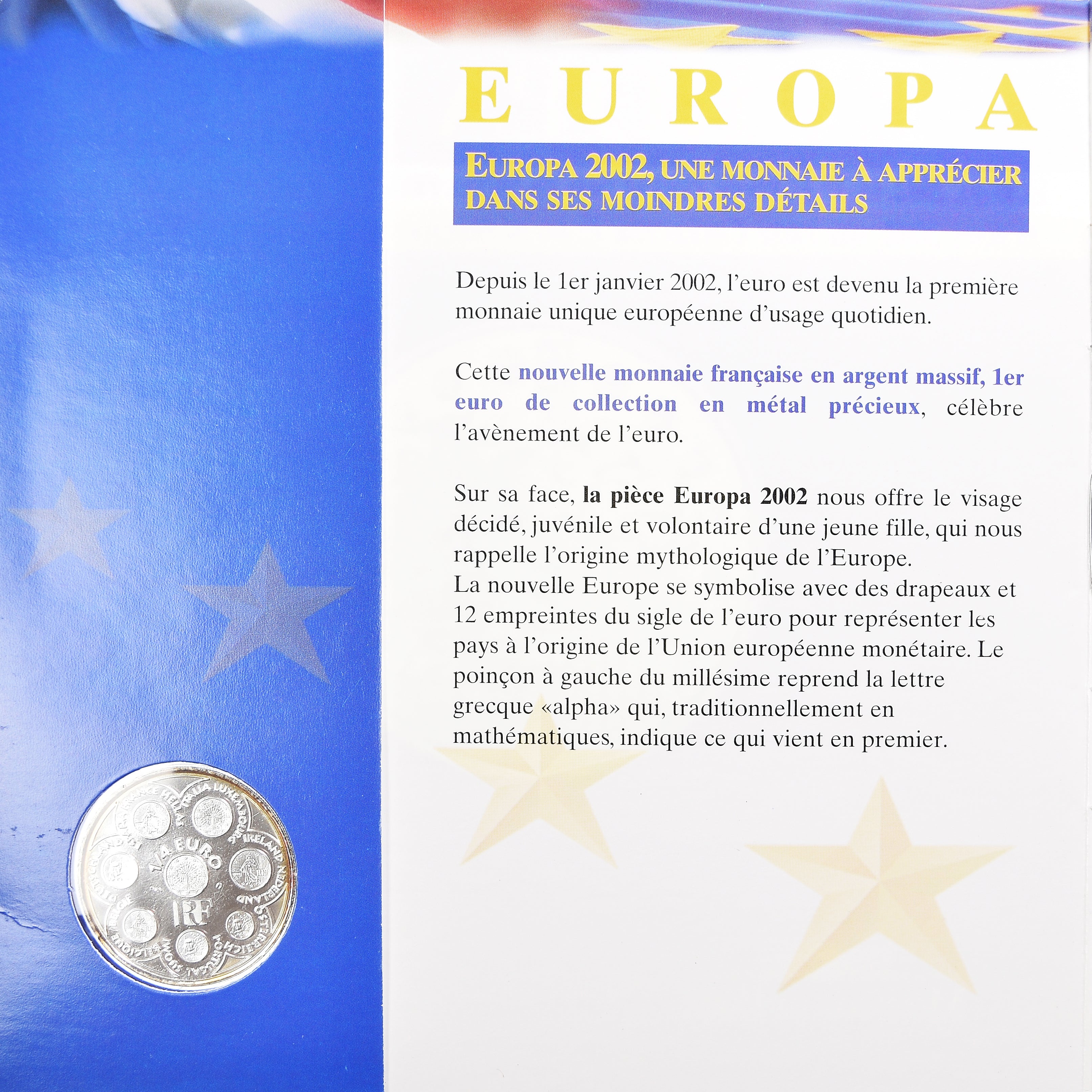 France, Monnaie de Paris, 1/4 Euro, Europa, 2002, Paris, BU, MS(65-70)