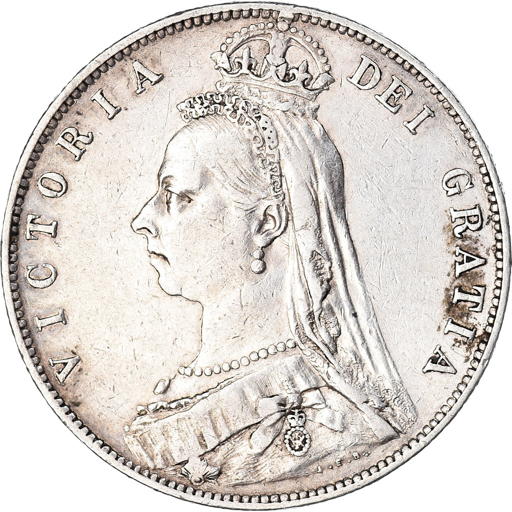 Monnaie, Grande-Bretagne, Victoria, 1/2 Crown, 1889, Londres, TTB+, Argent
