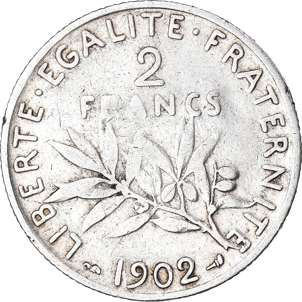 Coin, France, Semeuse, 2 Francs, 1902, Paris, VF(20-25), Silver, KM:845.1