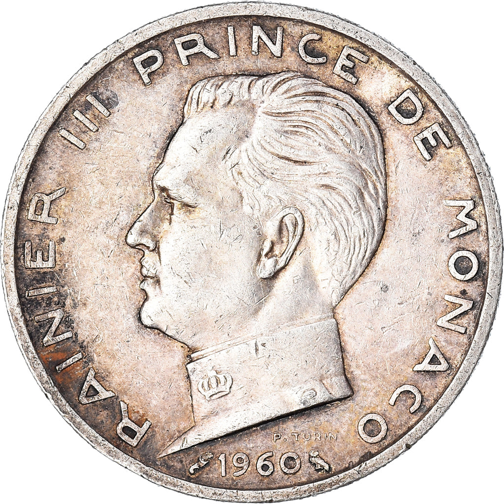 Coin, Monaco, Rainier III, 5 Francs, 1960, EF(40-45), Silver, KM:141, Gadoury:MC