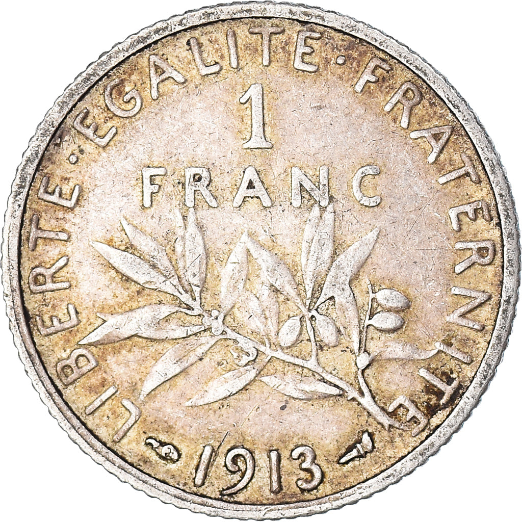 Coin, France, Semeuse, Franc, 1913, Paris, VF(30-35), Silver, KM:844.1