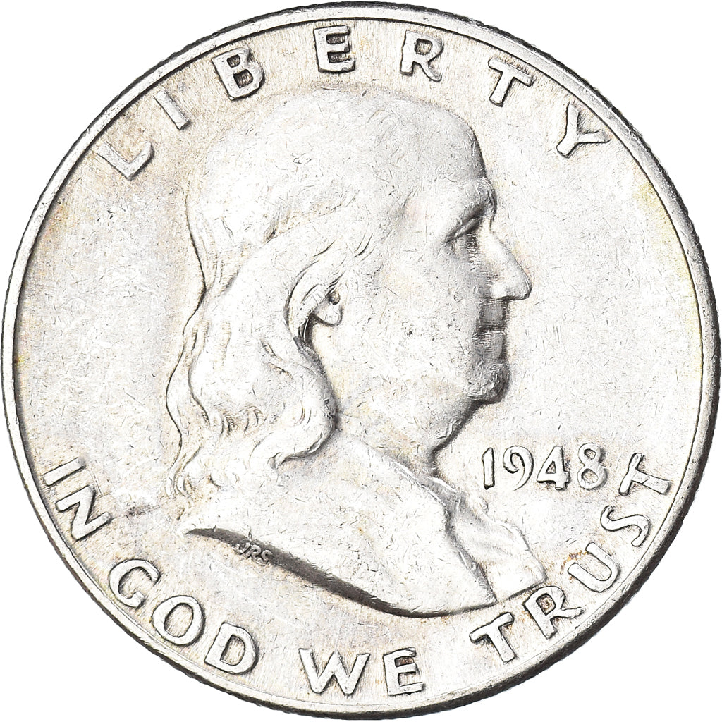 Coin, United States, Franklin Half Dollar, Half Dollar, 1948, U.S. Mint, Denver