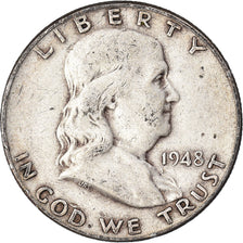 Coin, United States, Franklin Half Dollar, Half Dollar, 1948, U.S. Mint, Denver