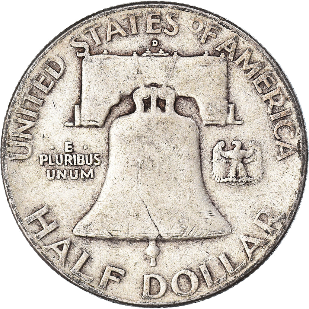Coin, United States, Franklin Half Dollar, Half Dollar, 1948, U.S. Mint, Denver