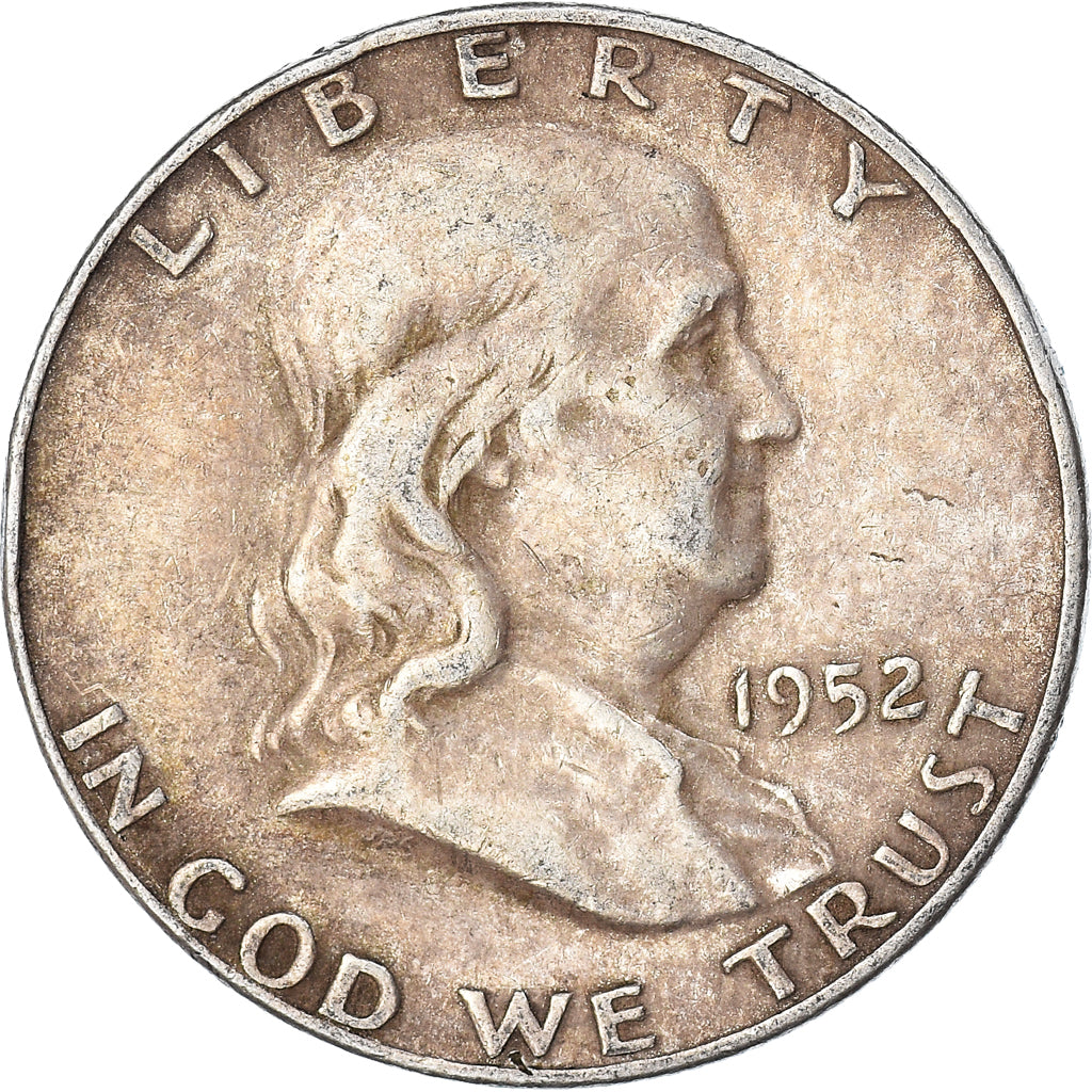 Coin, United States, Franklin Half Dollar, Half Dollar, 1952, U.S. Mint, Denver