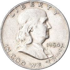Coin, United States, Franklin Half Dollar, Half Dollar, 1954, U.S. Mint, Denver