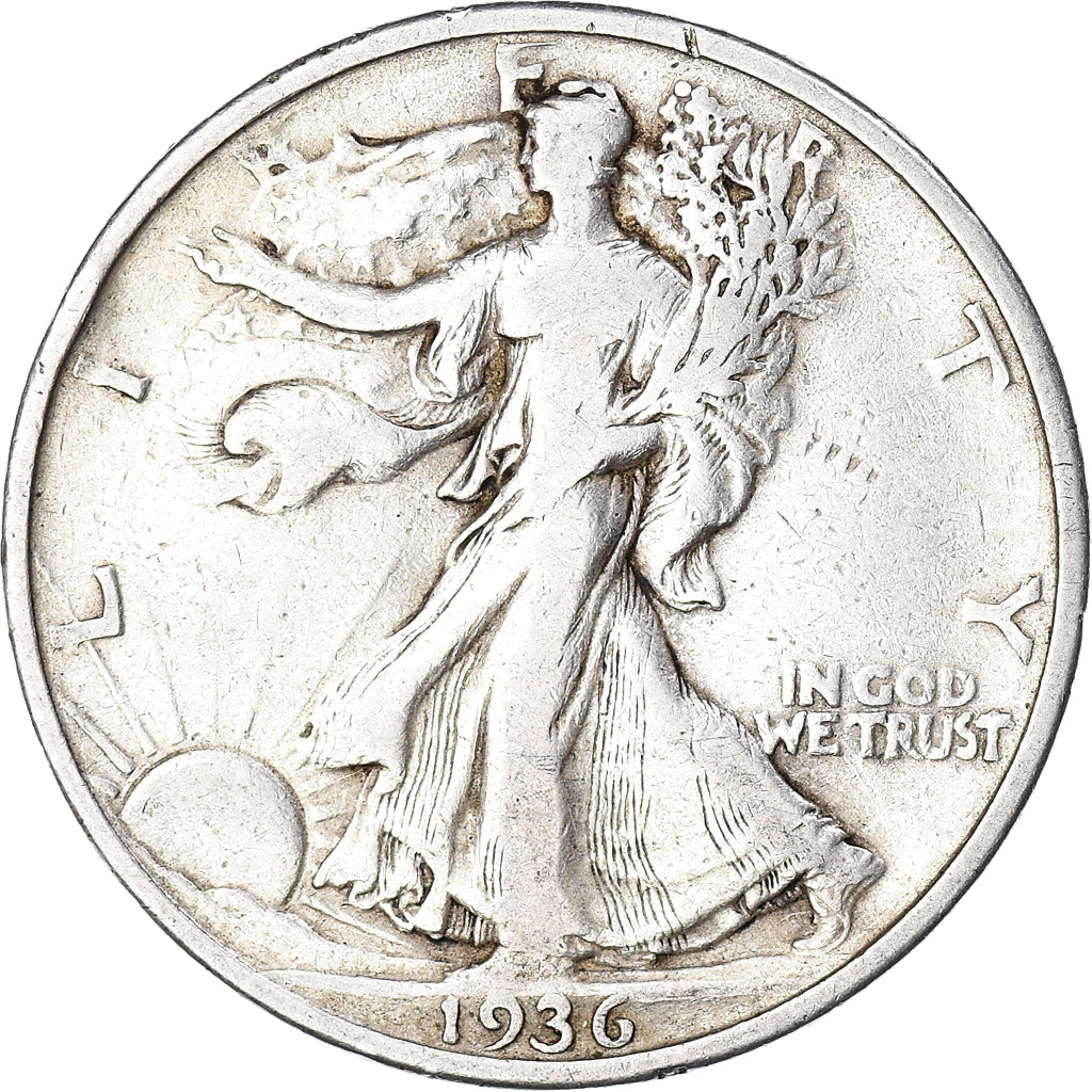 Coin, United States, Walking Liberty Half Dollar, Half Dollar, 1936, U.S. Mint