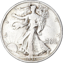 Coin, United States, Walking Liberty Half Dollar, Half Dollar, 1936, U.S. Mint