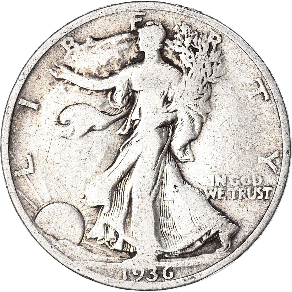 Coin, United States, Walking Liberty Half Dollar, Half Dollar, 1936, U.S. Mint