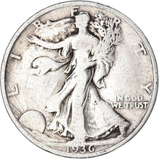 Coin, United States, Walking Liberty Half Dollar, Half Dollar, 1936, U.S. Mint