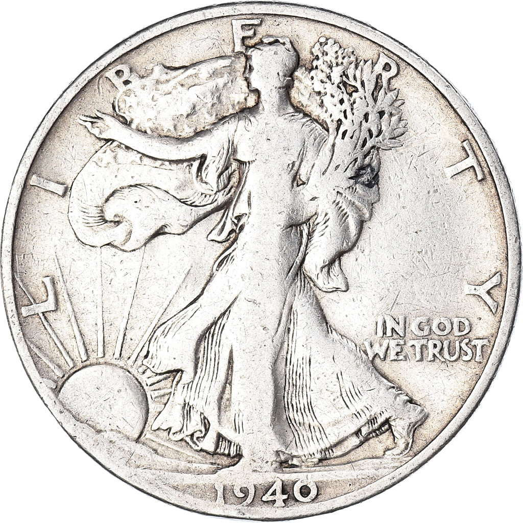Coin, United States, Walking Liberty Half Dollar, Half Dollar, 1940, U.S. Mint