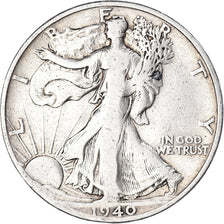 Coin, United States, Walking Liberty Half Dollar, Half Dollar, 1940, U.S. Mint