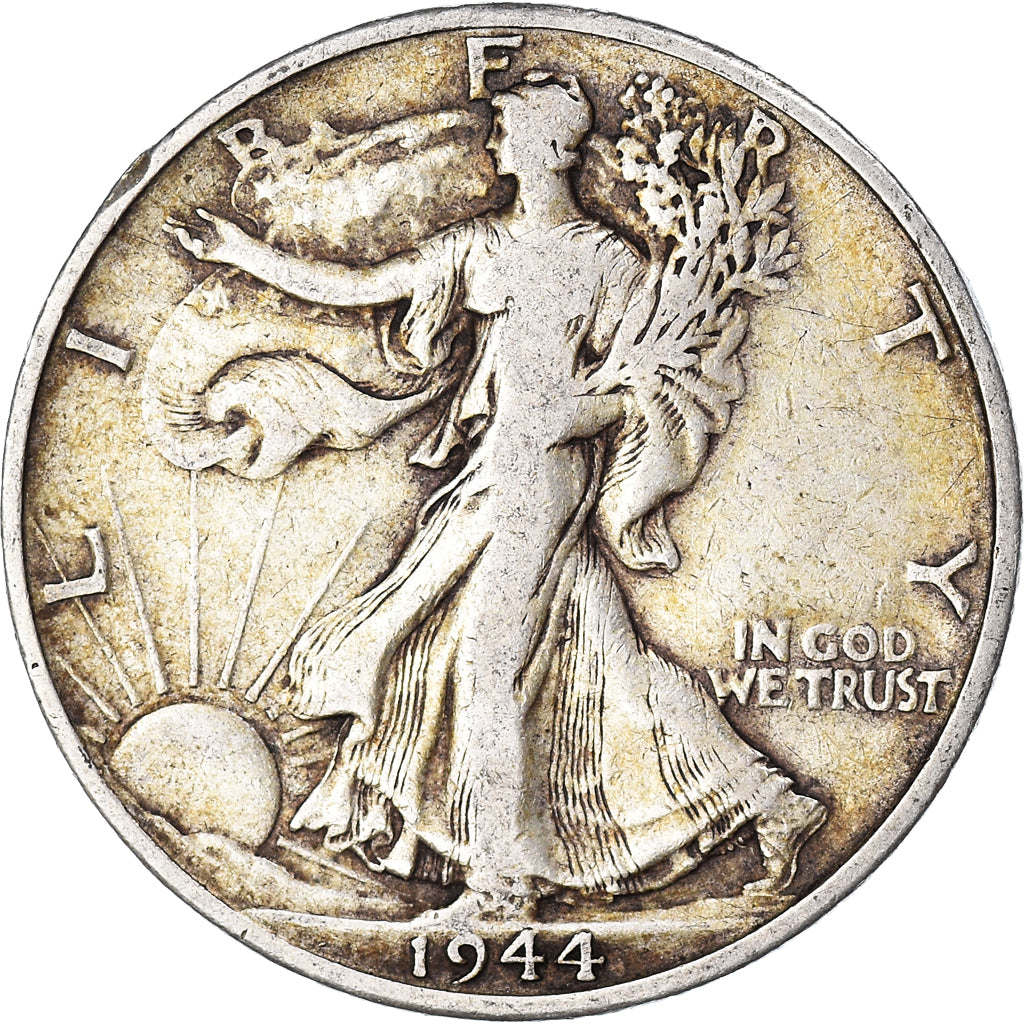 Coin, United States, Walking Liberty Half Dollar, Half Dollar, 1944, U.S. Mint