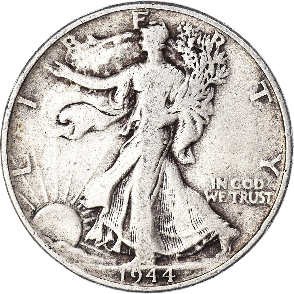 Coin, United States, Walking Liberty Half Dollar, Half Dollar, 1944, U.S. Mint