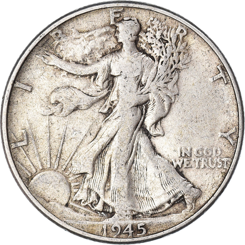 Coin, United States, Walking Liberty Half Dollar, Half Dollar, 1945, U.S. Mint