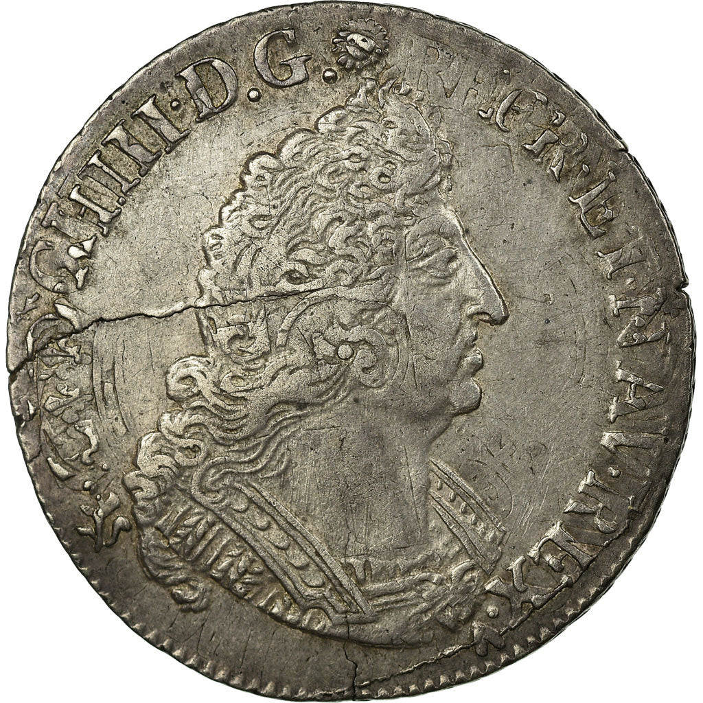 França, Louis XIV, 1/4 Ecu aux palmes, 1694, Rennes, réformé, Prata